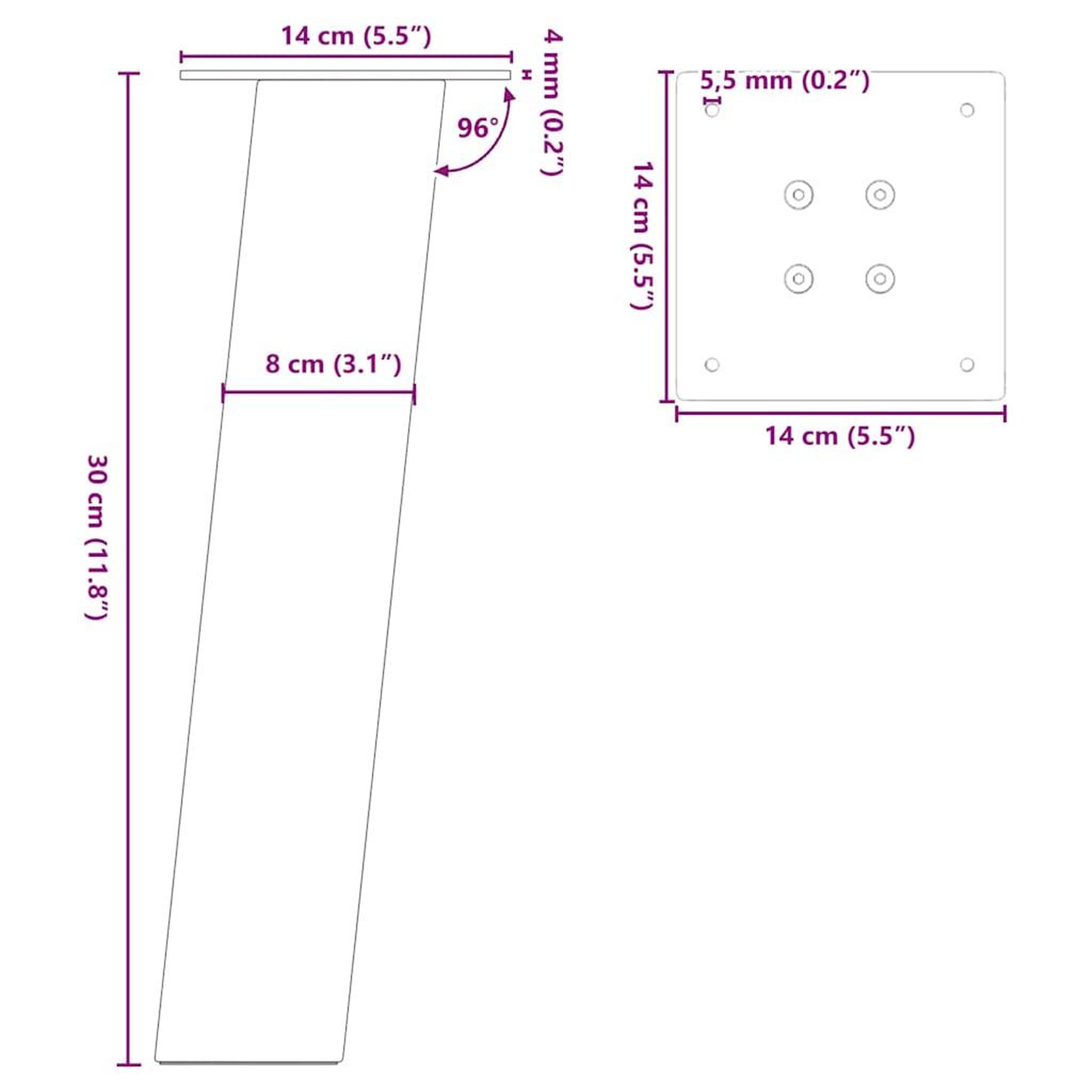 Voir la diapositive 6 : VIDAXL Pieds de table basse 4 pcs noir 30 cm acier