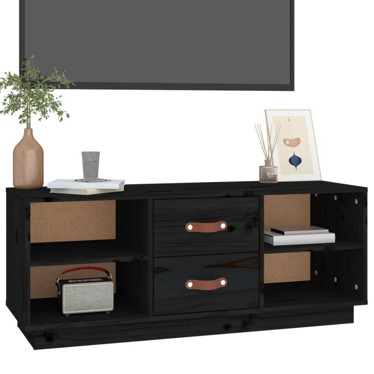 VIDAXL Meuble TV Noir 100x34x40 cm Bois de pin massif