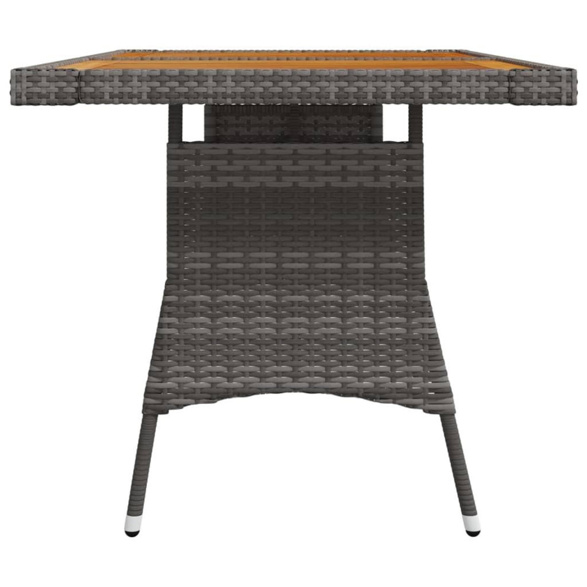 VIDAXL Table de jardin Gris 130x70x72 cm Resine tressee et acacia
