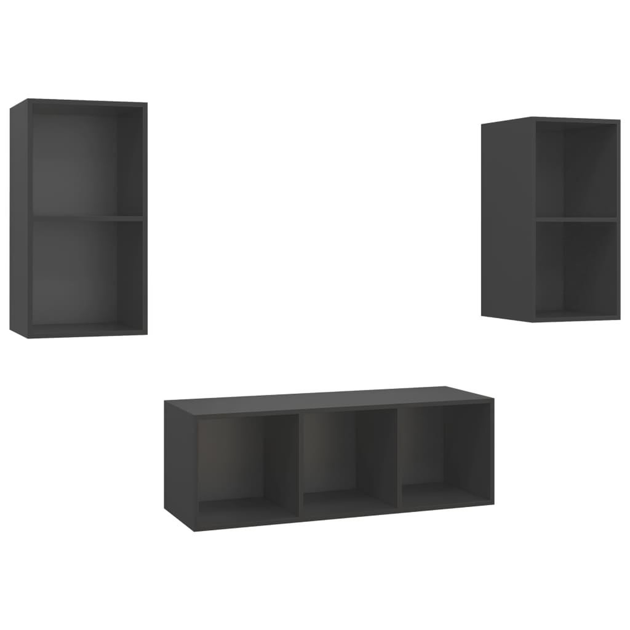 Voir la diapositive 2 : VIDAXL Ensemble de meubles TV 3 pcs Gris Bois d'ingenierie