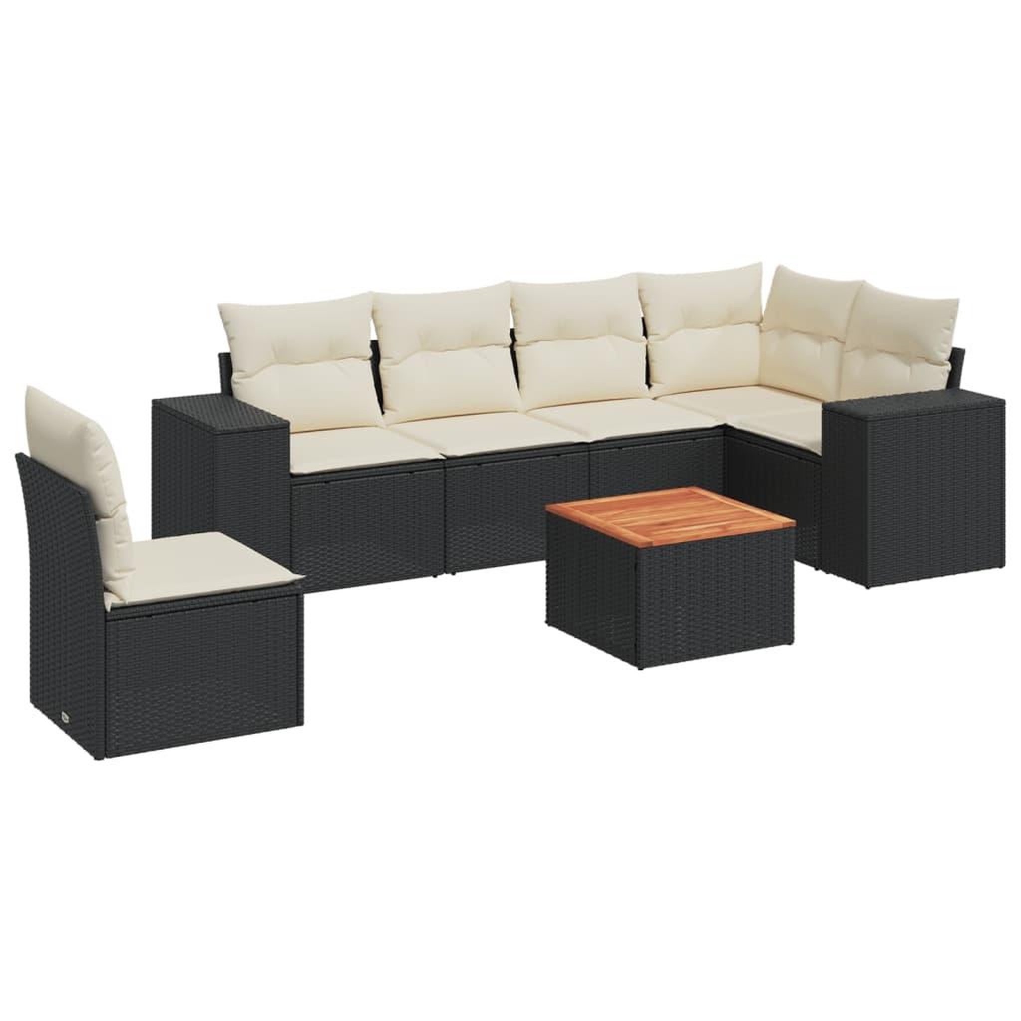 Voir la diapositive 2 : VIDAXL Salon de jardin 7 pcs avec coussins noir resine tressee