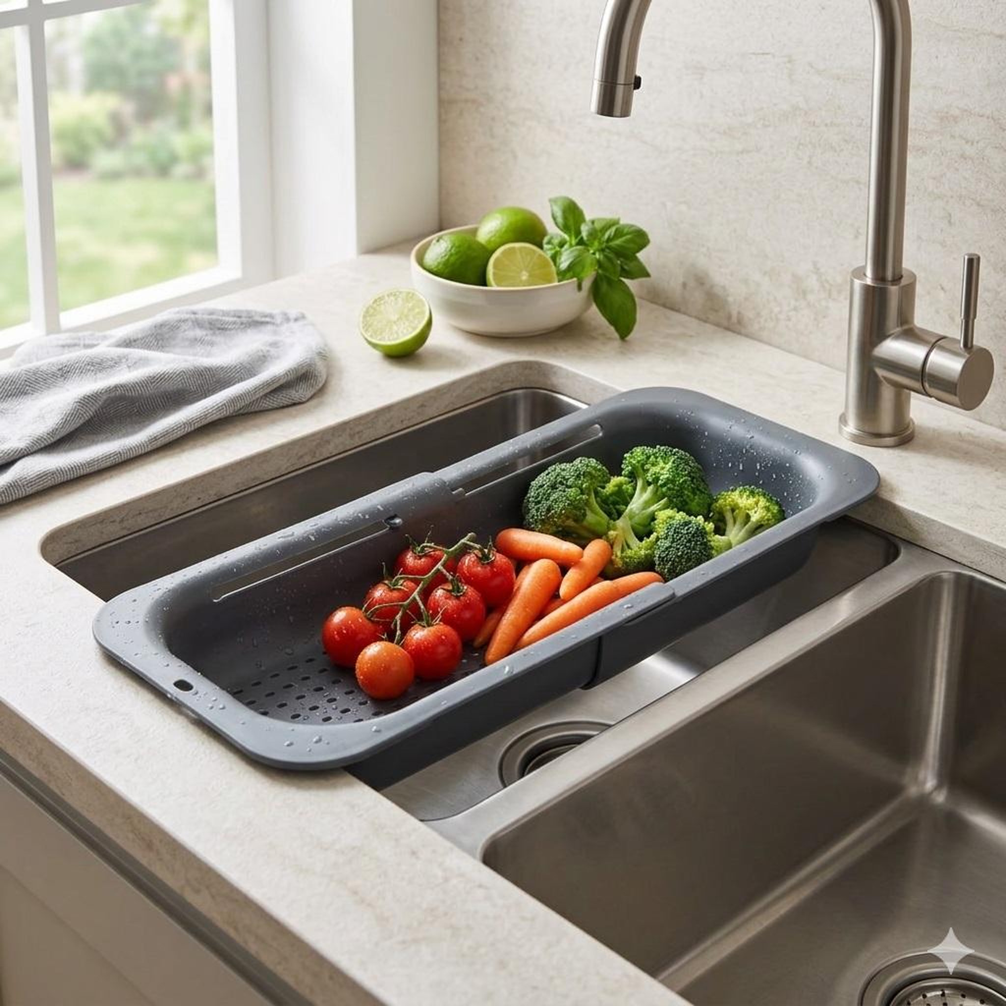 Voir la diapositive 2 : Eden Passoire extensible pour évier 34 a 47 cm