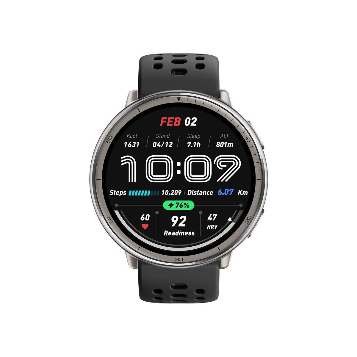AMAZFIT Montre sport Active 2 Round Black Sport Silicone