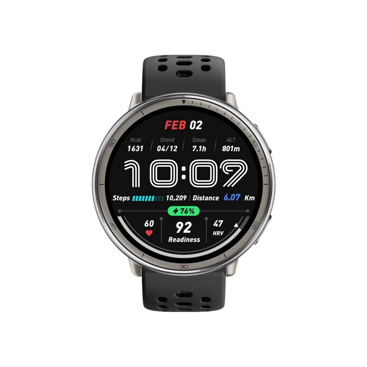 AMAZFIT Montre sport Active 2 Round Black Sport Silicone