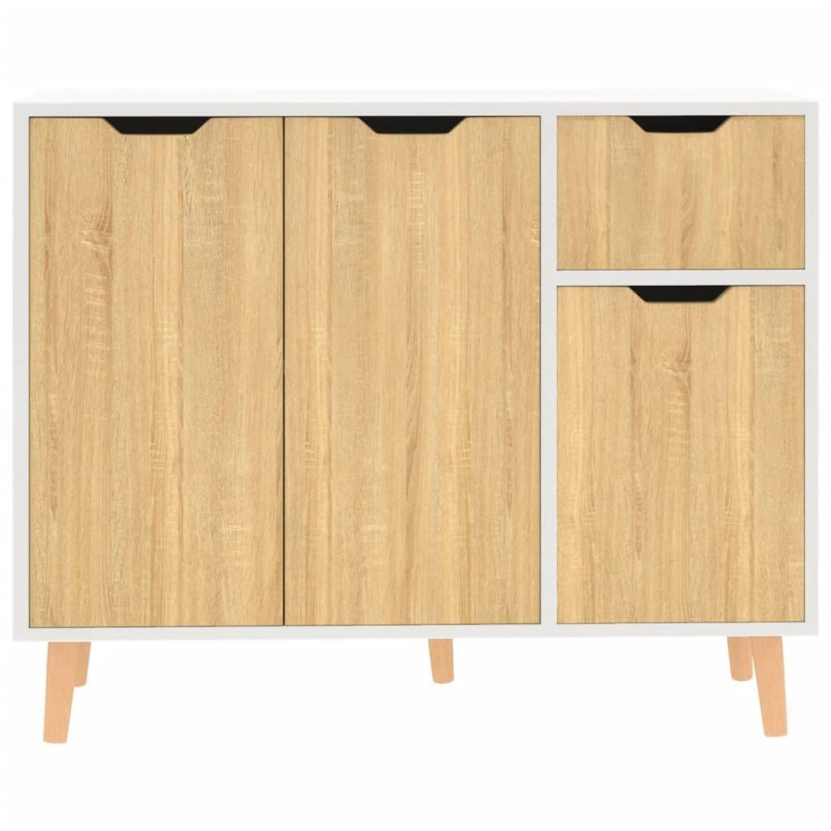 VIDAXL Buffet blanc et chene sonoma 90x30x72 cm bois d'ingenierie