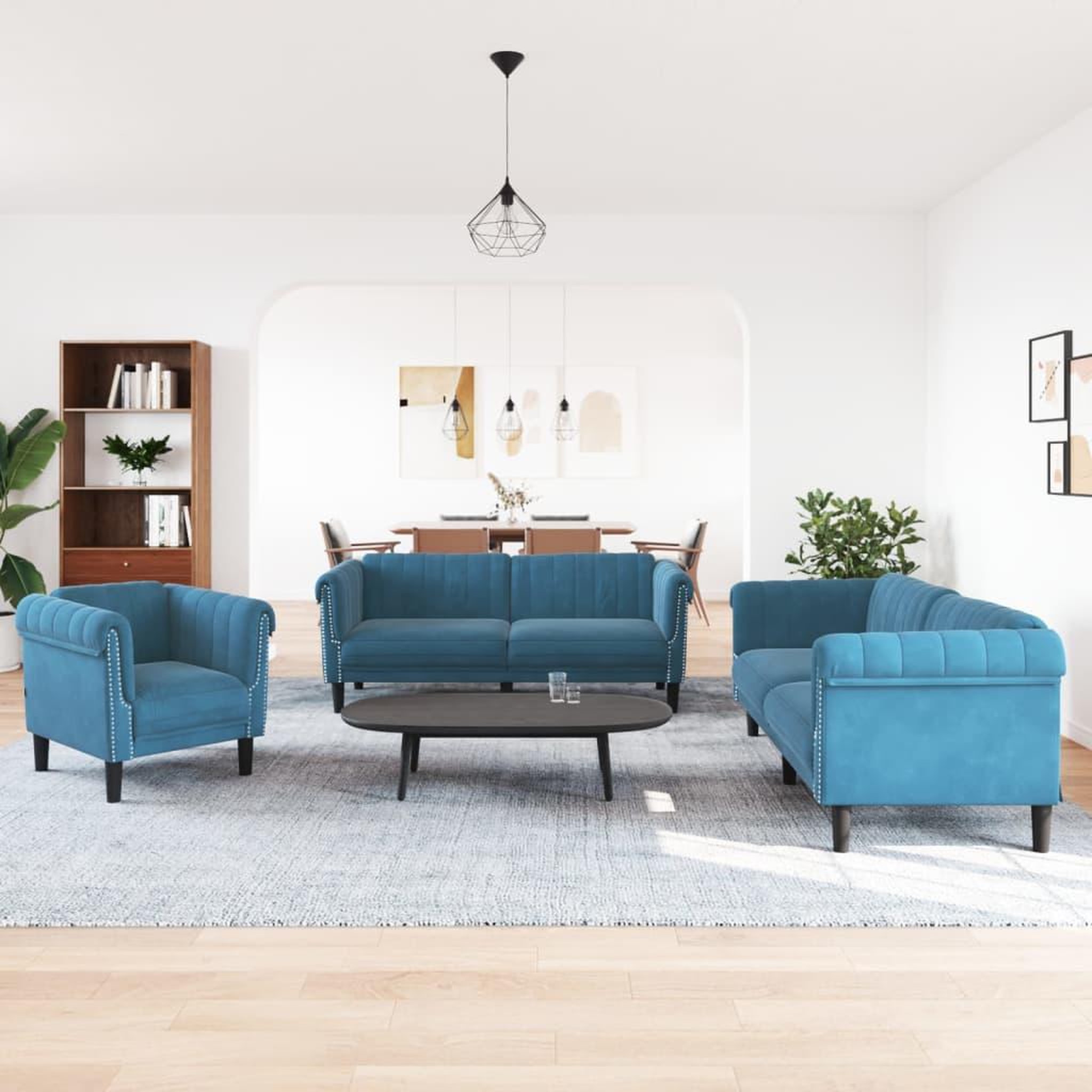 Voir la diapositive 3 : VIDAXL Ensemble de canapes 3 pcs bleu velours