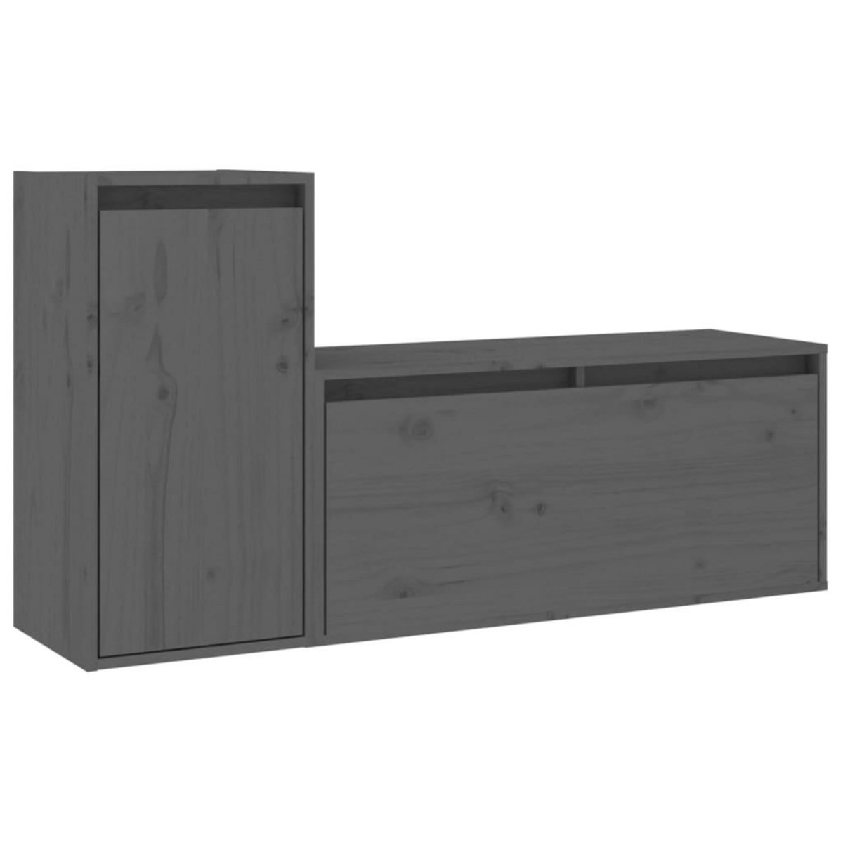 VIDAXL Meubles TV 2 pcs Gris Bois massif de pin