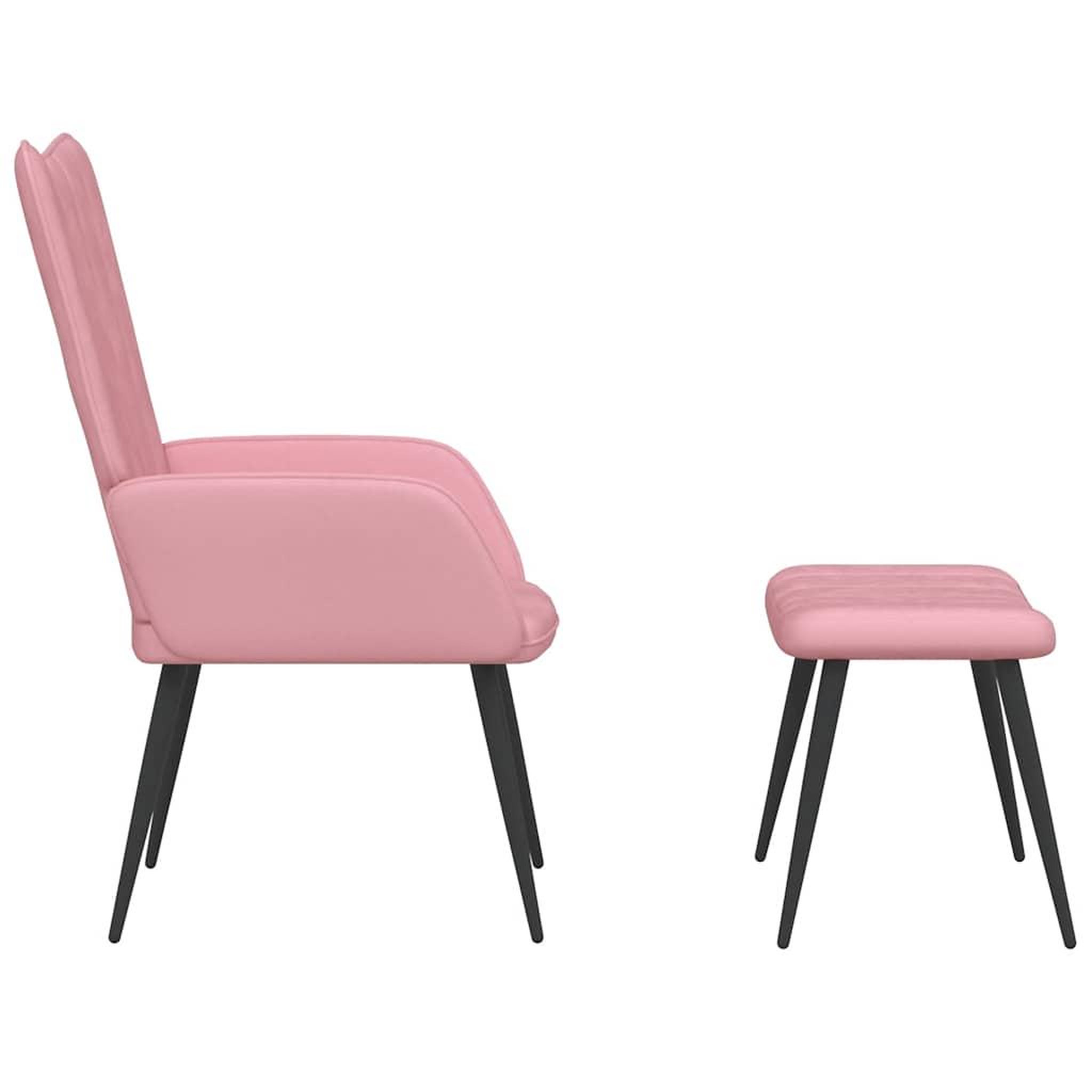 Voir la diapositive 4 : VIDAXL Chaise de relaxation avec tabouret Rose Velours