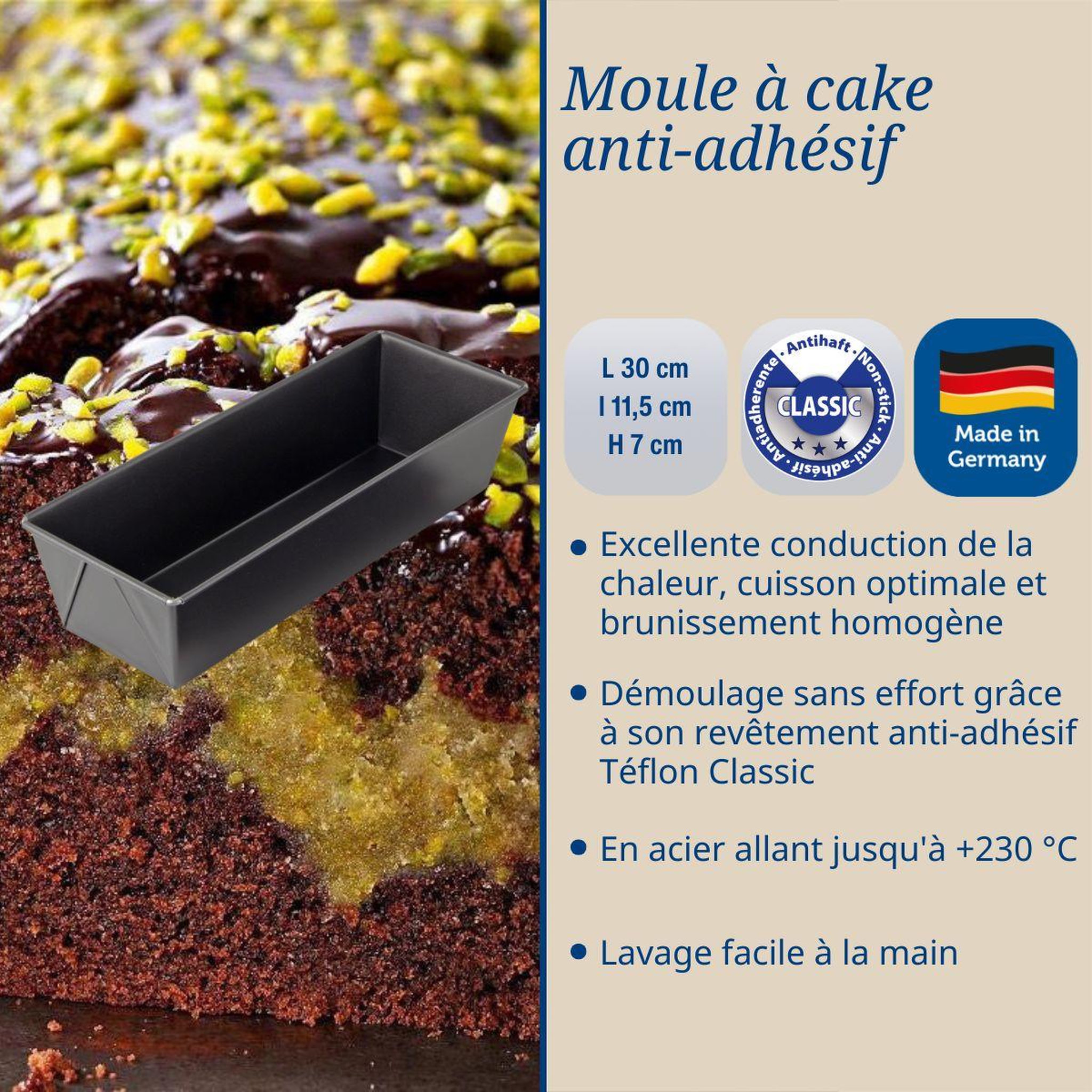 Voir la diapositive 3 : DR.OETKER Moule à cake 30 x 11,5 cm dr. Oetker back-freude
