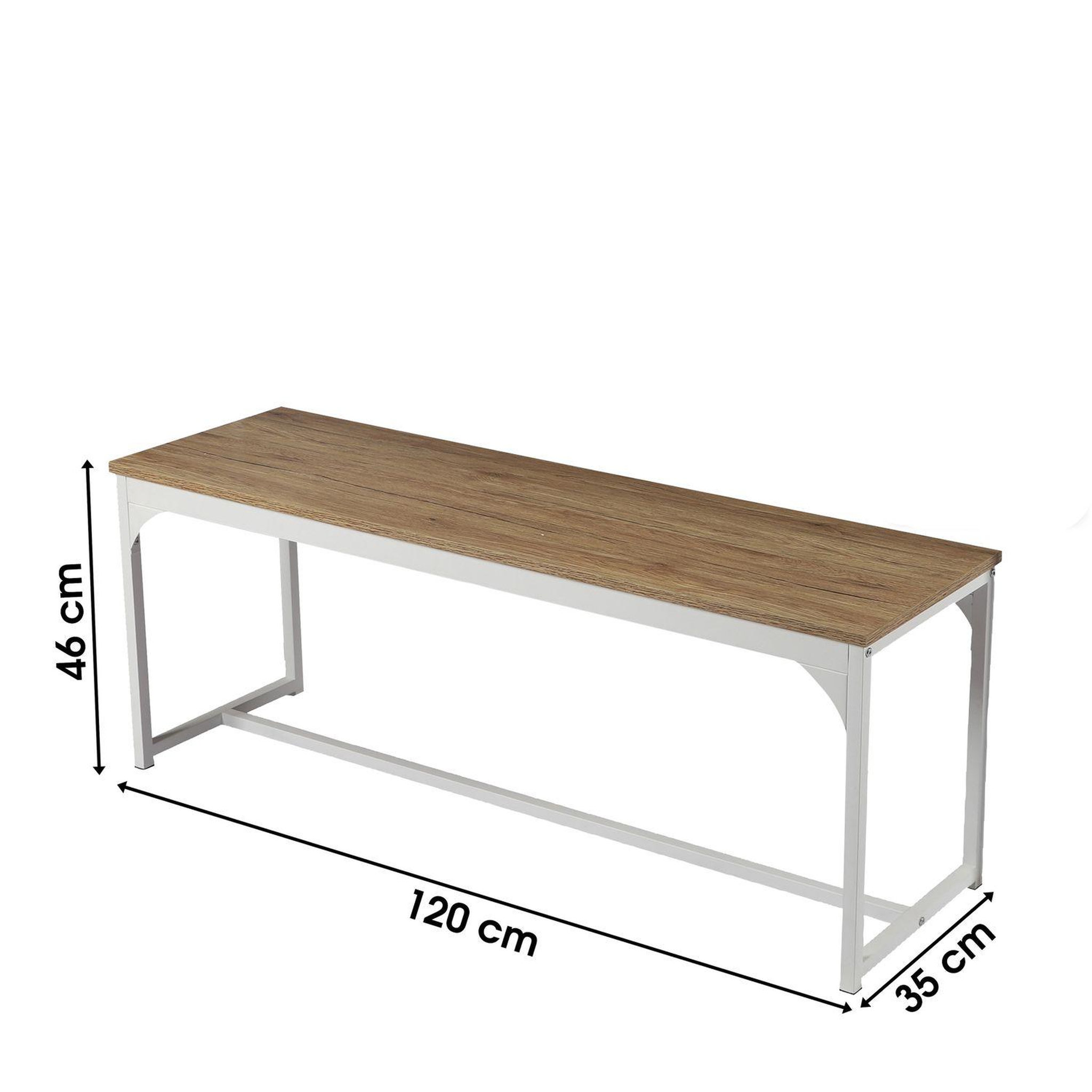 Voir la diapositive 2 : TOILINUX Banc d'intérieur casa blanca en panneaux de particules et métal - h.46cm x l.120 cm - beige et blanc