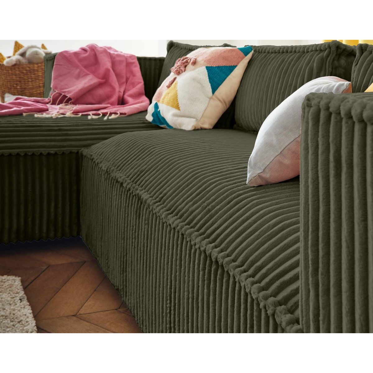 LISA DESIGN Stella - canapé d'angle gauche - 4 places - en velours côtelé grosses côtes