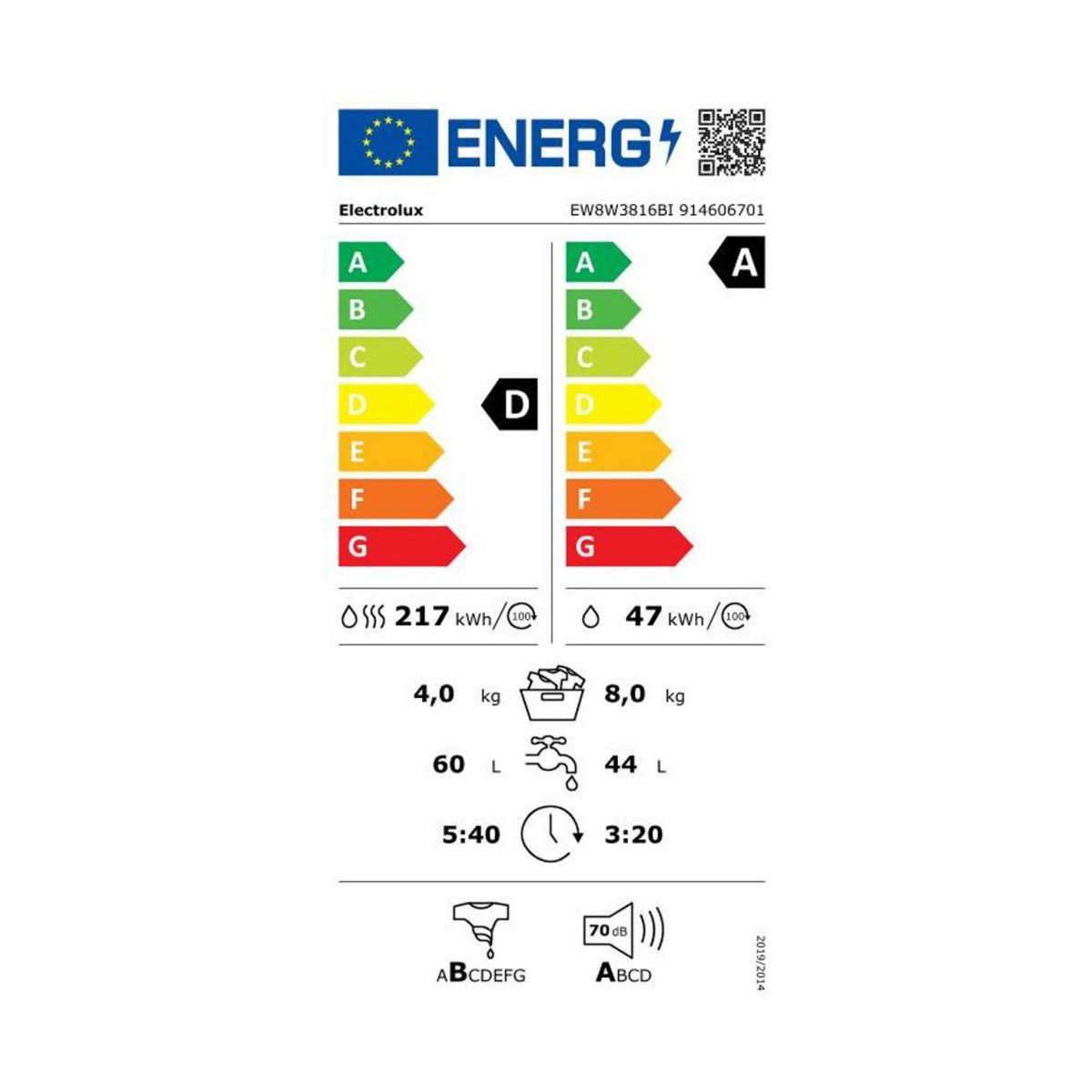 ELECTROLUX Lave linge séchant hublot encastrable EW8W3816BI