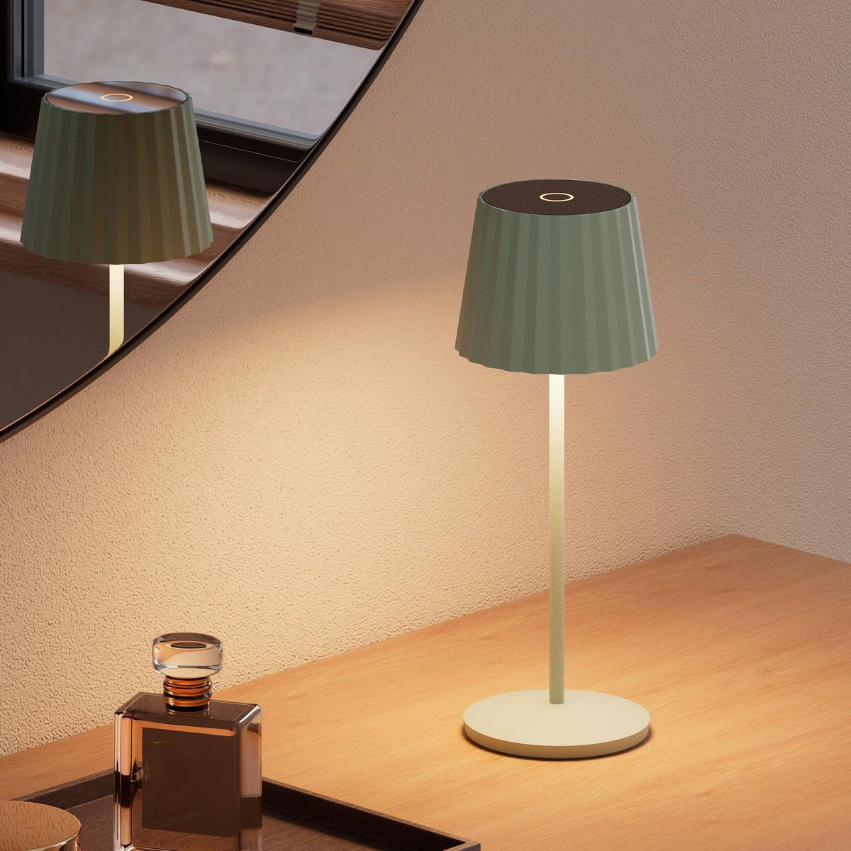 Lumisky Lampe de table sans fil LED ABBY Vert olive Aluminium