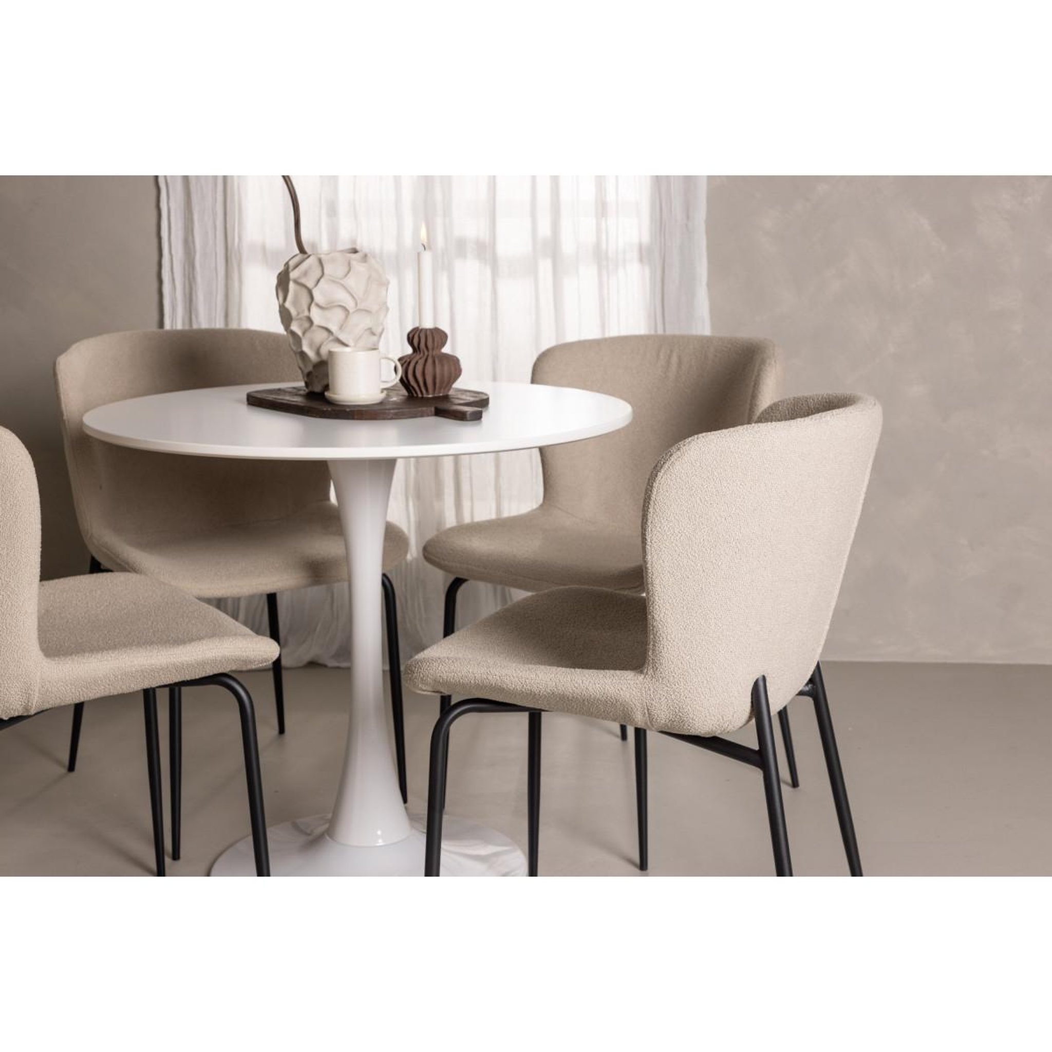 Voir la diapositive 5 : Paris Prix Ensemble table à manger & 4 chaises  hamden & modesto  80cm blanc & beige