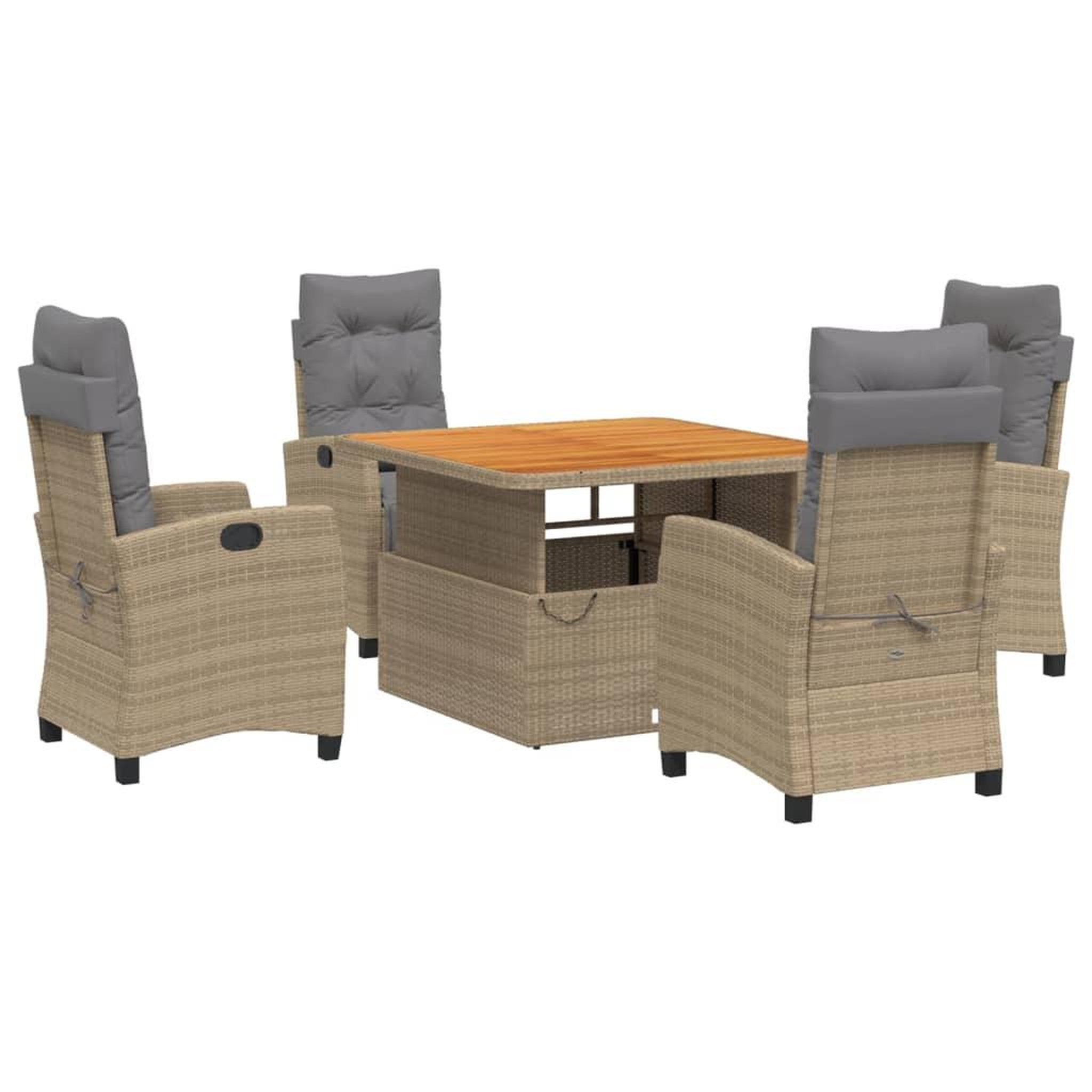 Voir la diapositive 2 : VIDAXL Ensemble a manger de jardin avec coussins 5pcs Beige poly rotin