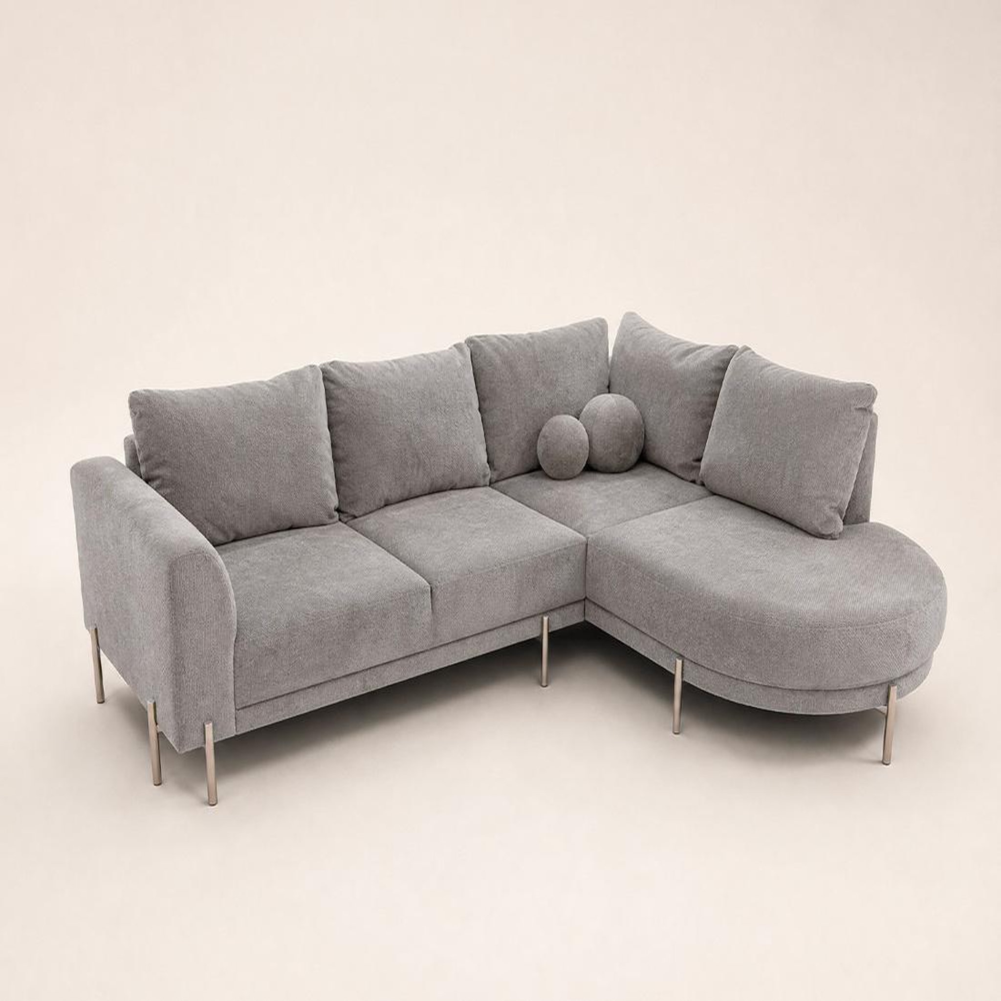 Voir la diapositive 3 : BEST MOBILIER Gabin - canapé d'angle droit 5 places en velours texturé