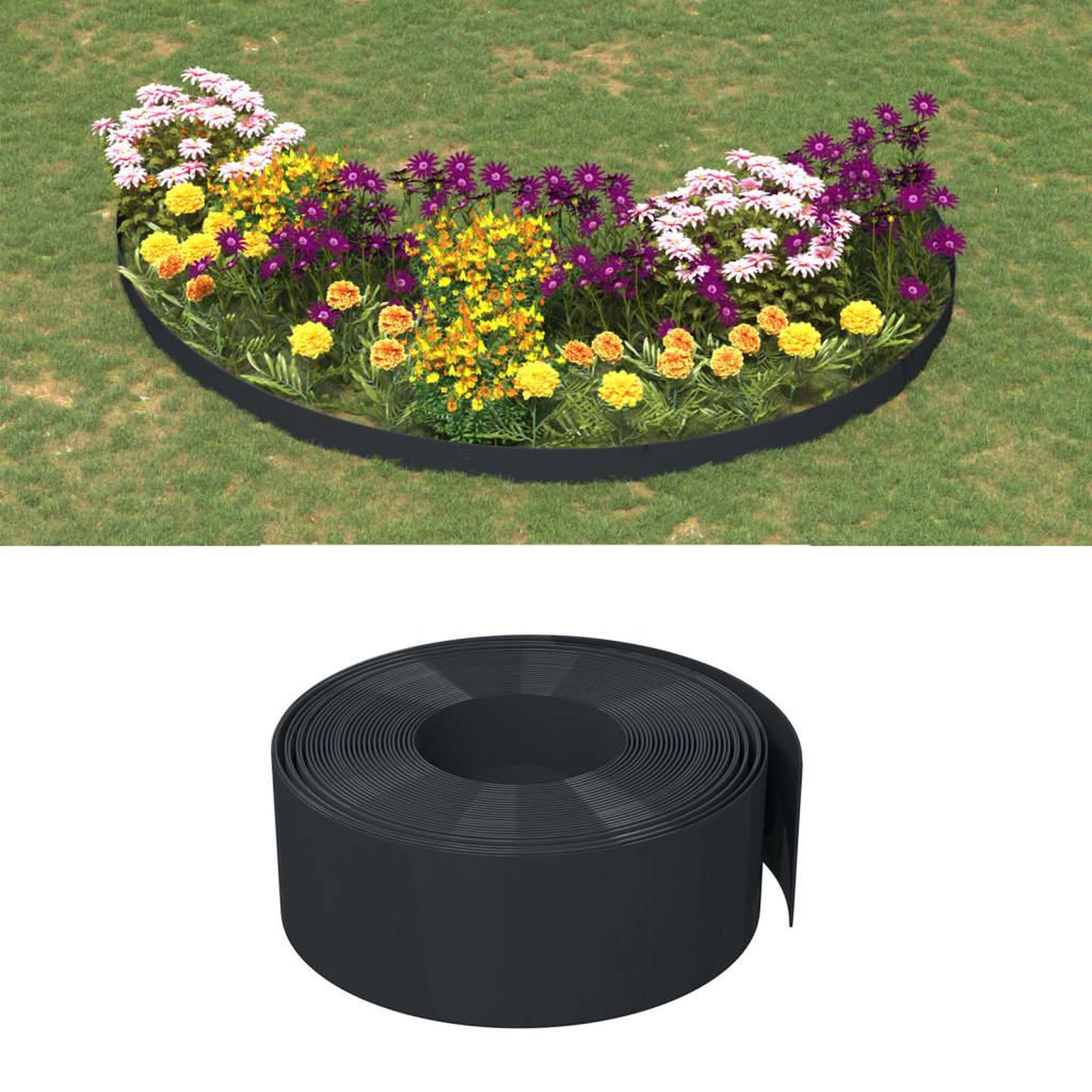 VIDAXL Bordures de jardin 4 pcs noir 10 m 20 cm polyethylene