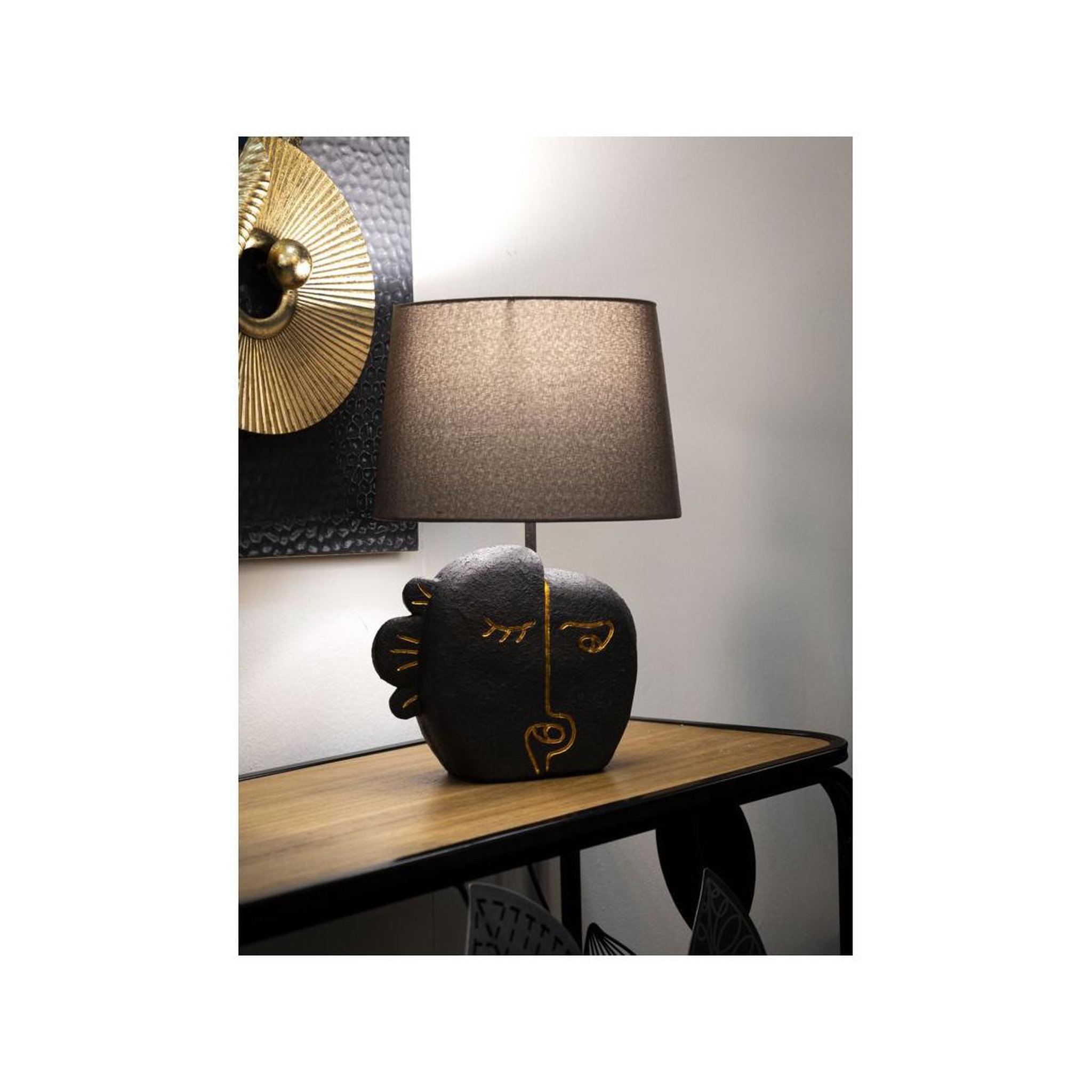 Voir la diapositive 5 : Paris Prix Lampe à poser en résine  tribal  39cm marron