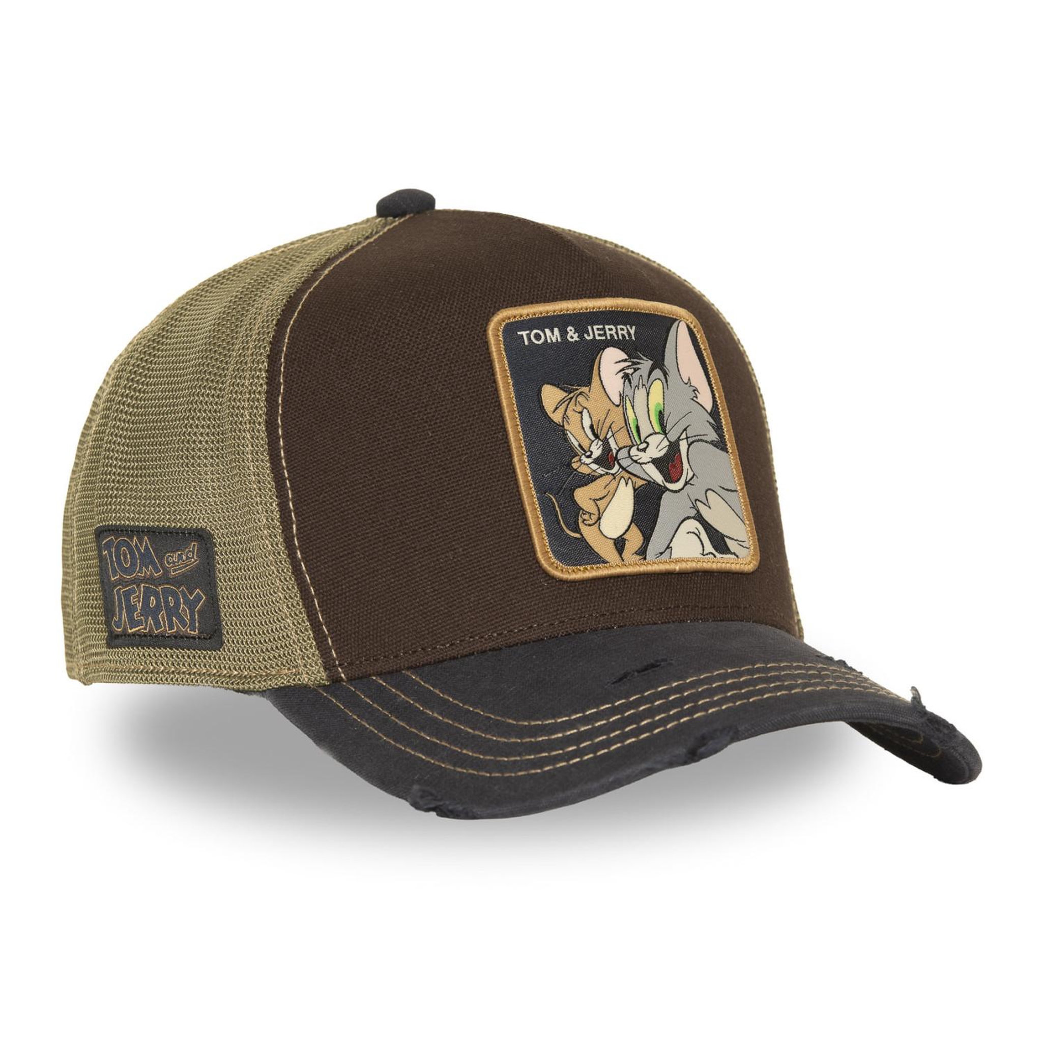 Voir la diapositive 4 : CAPSLAB Casquette trucker premium avec filet et patch tom&jerry