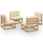 Voir la diapositive 2 : VIDAXL Salon de jardin 4 pcs avec coussins Bois de pin massif