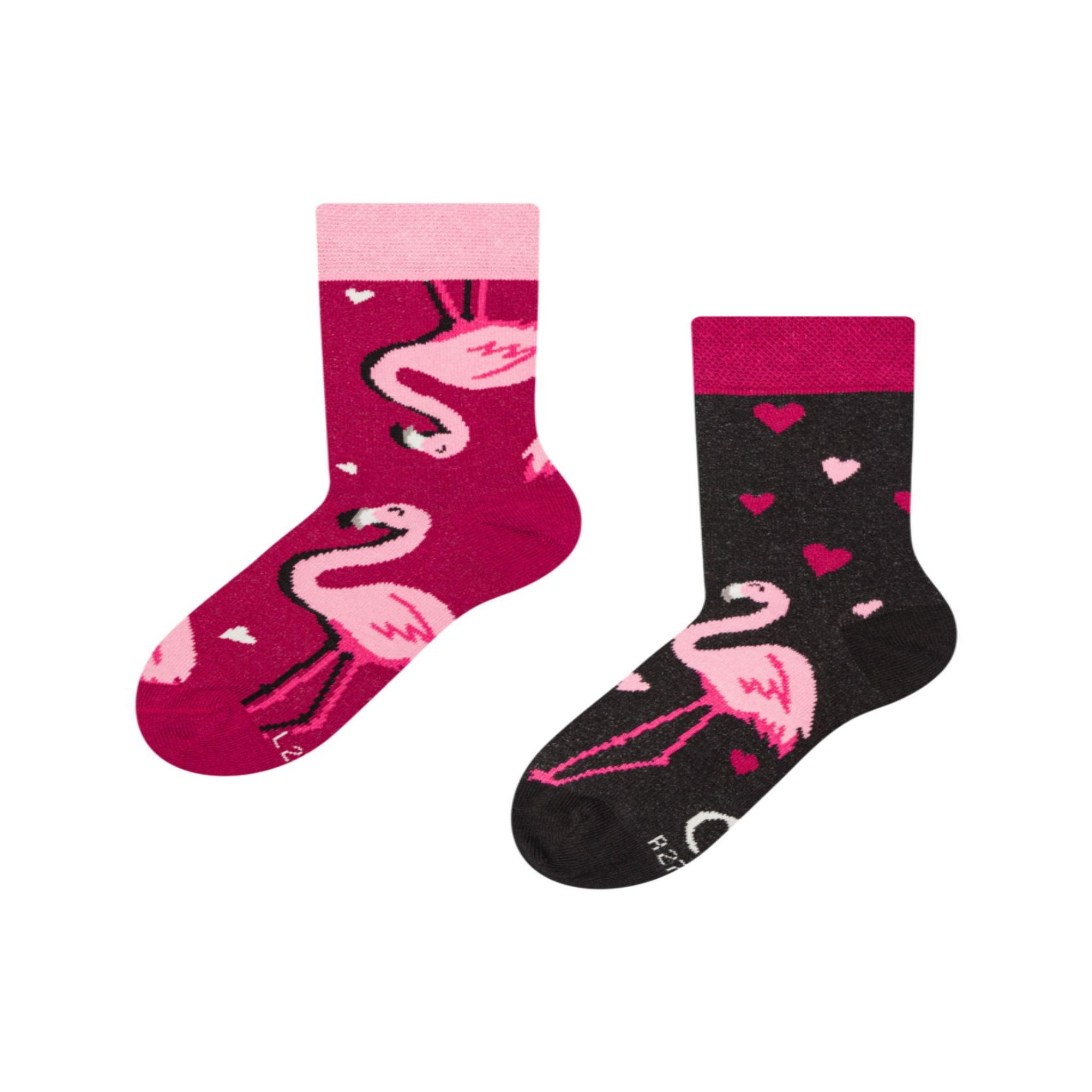 DEDOLES Chaussettes enfants cœurs & flamants roses. Coloris disponibles : Rose