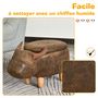 Voir la diapositive 5 : HOMCOM Tabouret vache - pouf vachette - pouf taureau coffre de rangement 2 en 1 - pieds bois d'hévéa revêtement synthétique aspect daim vieilli marron