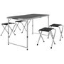 Voir la diapositive 5 : OUTSUNNY Ensemble table et chaises pliantes de camping - Hauteur table réglable, Trou de parasol - Gris foncé