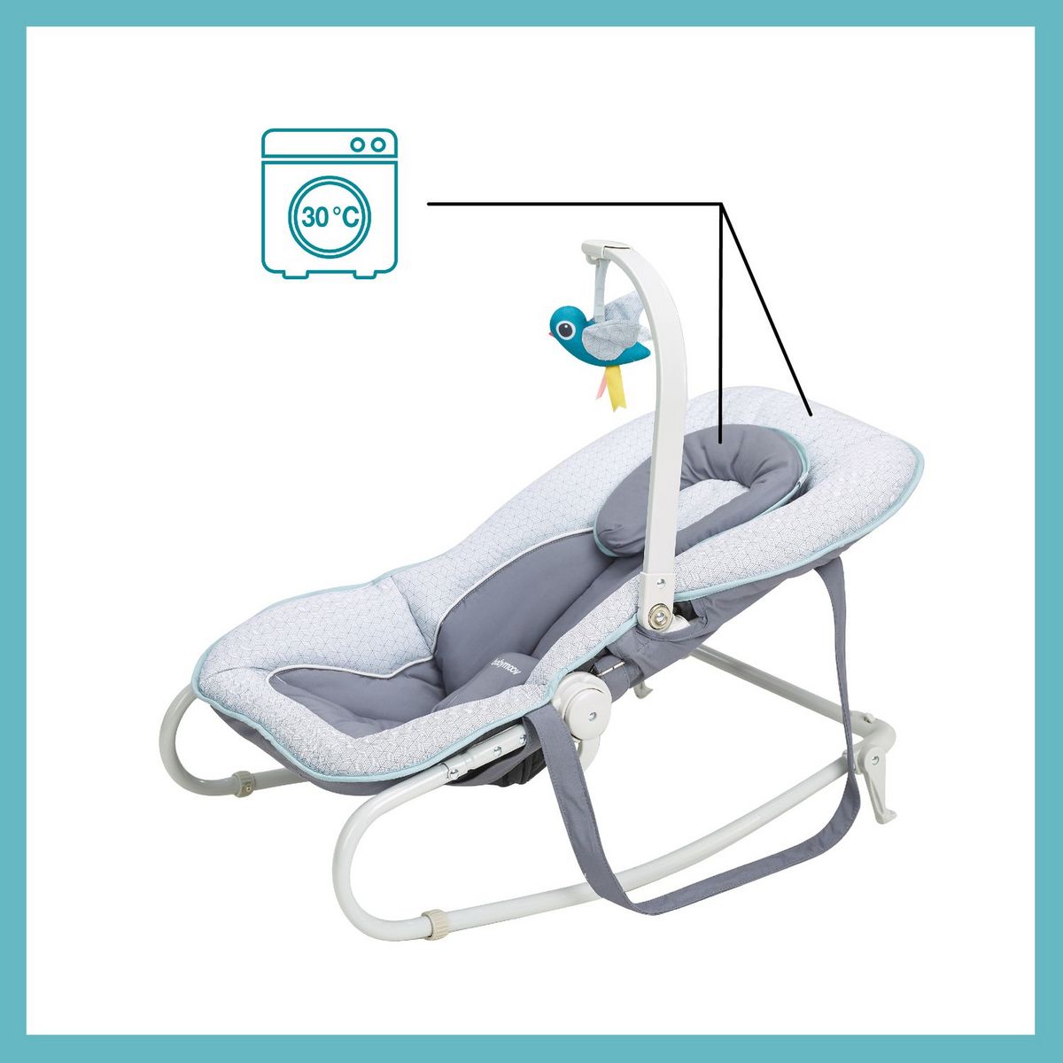 BABYMOOV Transat balancelle bébé Graphik - Bleu