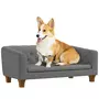 PAWHUT Canapé chien lit pour chien style Chesterfield dossier capitonné coussin moelleux pieds bois polyester gris