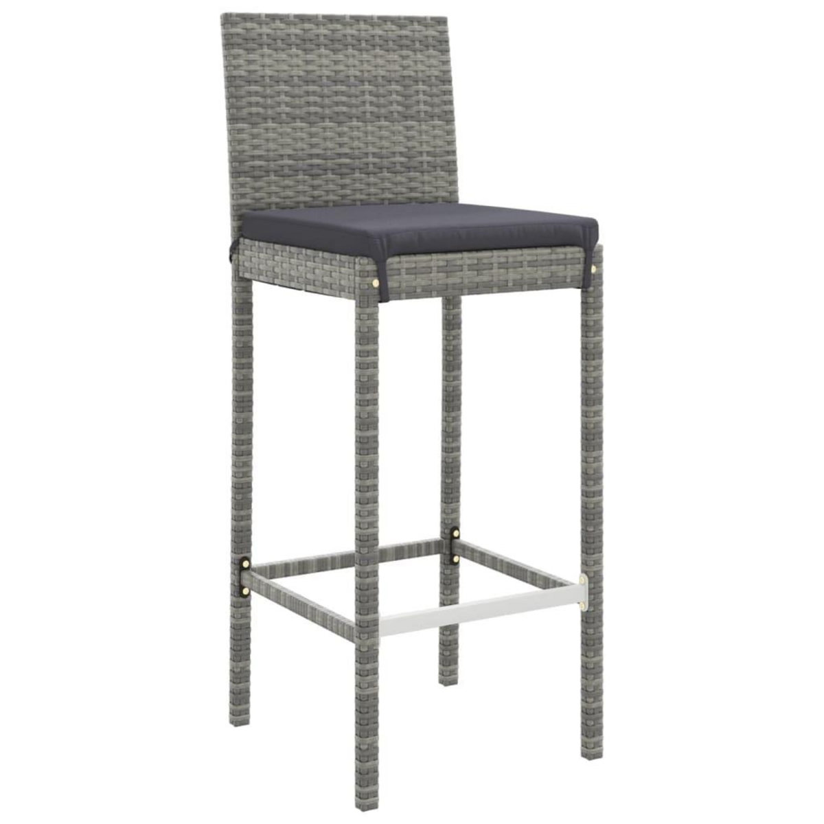 VIDAXL Ensemble de bar de jardin 7 pcs avec coussins gris poly rotin