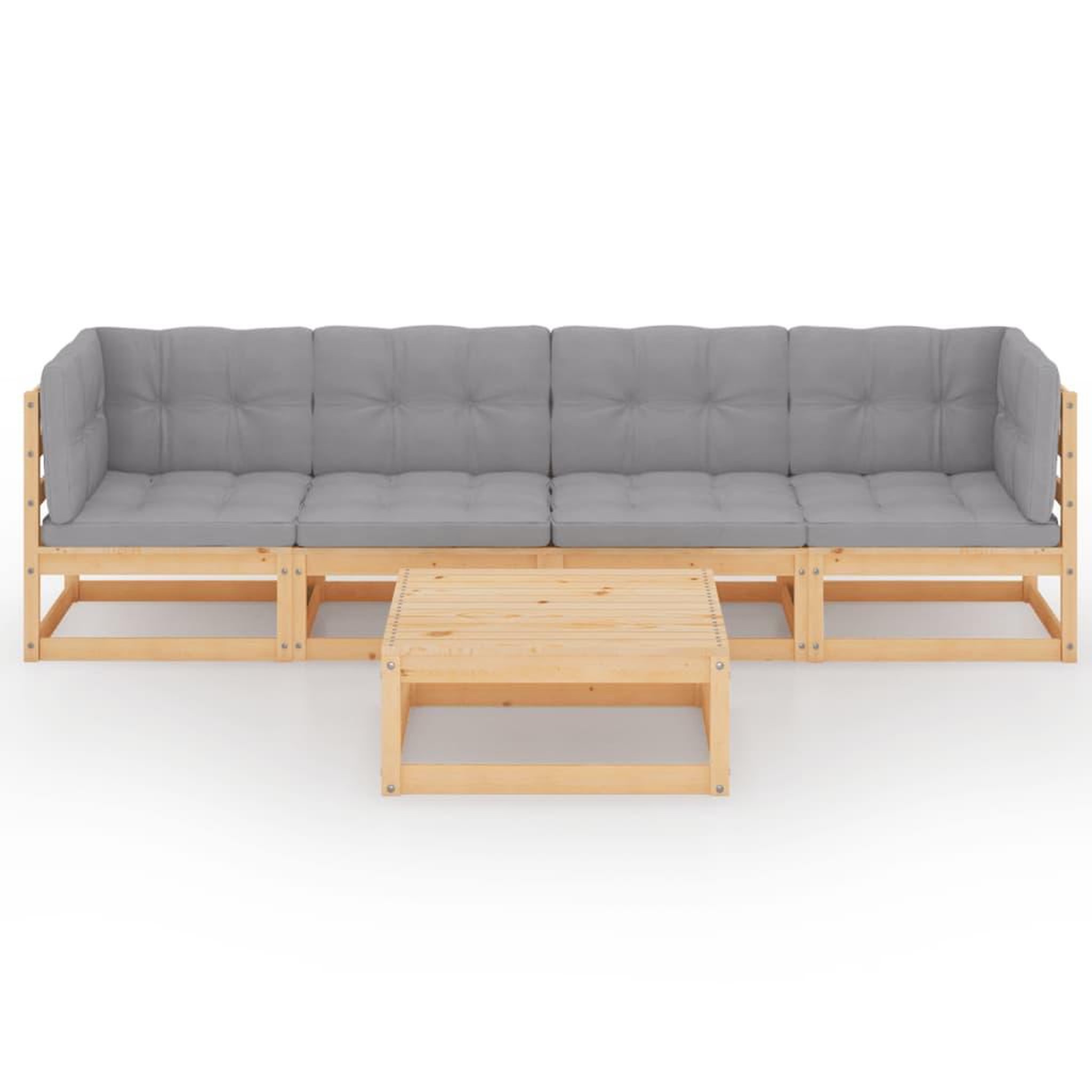 Voir la diapositive 3 : VIDAXL Salon de jardin 5 pcs avec coussins bois de pin massif
