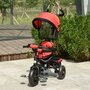 HOMCOM Tricycle enfant évolutif pare-soleil pliable canne  télescopique amovible 92 x 51 x 110 cm acier rouge noir