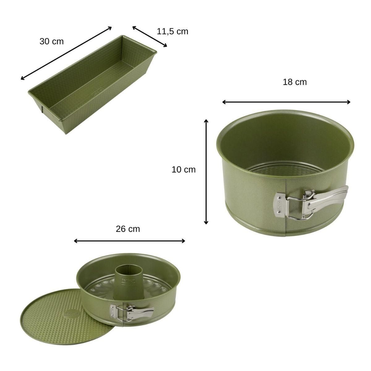 ZENKER Ensemble de 3 moules à gâteaux de 18 à 30 cm Zenker Green Vision