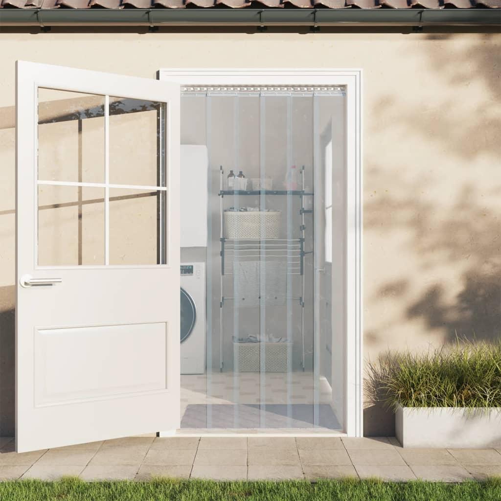 Voir la diapositive 1 : VIDAXL Rideau de porte transparent 200 mmx1,6 mm 10 m PVC