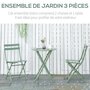 Voir la diapositive 6 : OUTSUNNY Salon de jardin bistro pliable - table ronde Ø 60 cm avec 2 chaises pliantes - métal thermolaqué vert d'eau