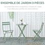 Voir la diapositive 6 : OUTSUNNY Salon de jardin bistro pliable - table ronde Ø 60 cm avec 2 chaises pliantes - métal thermolaqué vert d'eau