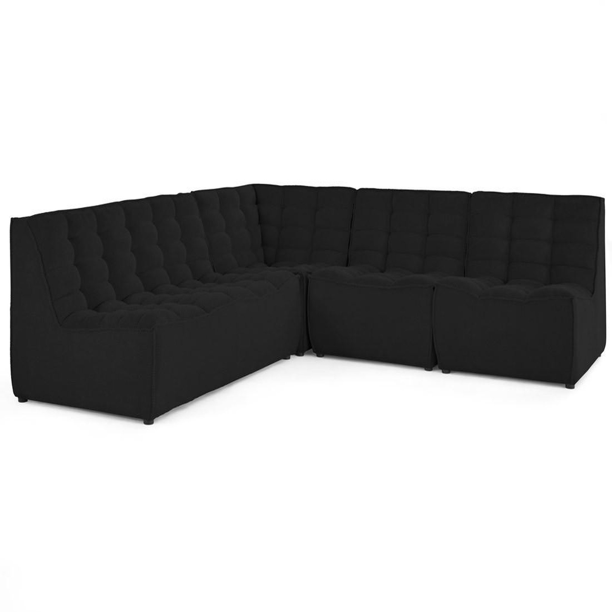 Voir la diapositive 5 : BEST MOBILIER Ellie - canapé modulable d'angle réversible 5 places en velours texturé