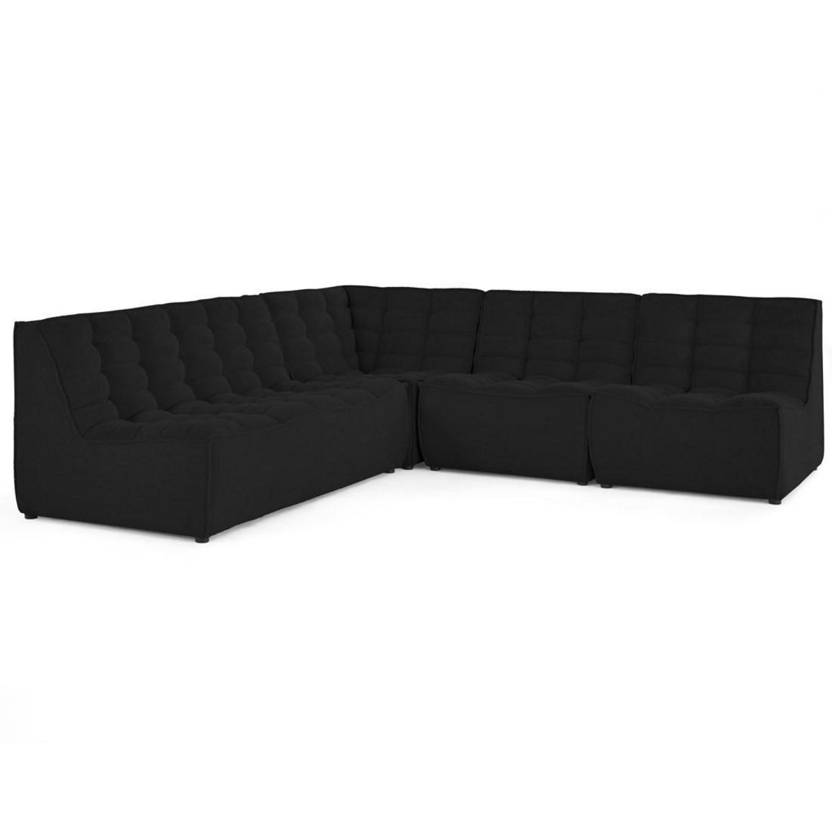 LISA DESIGN Ellie - canapé modulable d'angle réversible 5 places en velours texturé