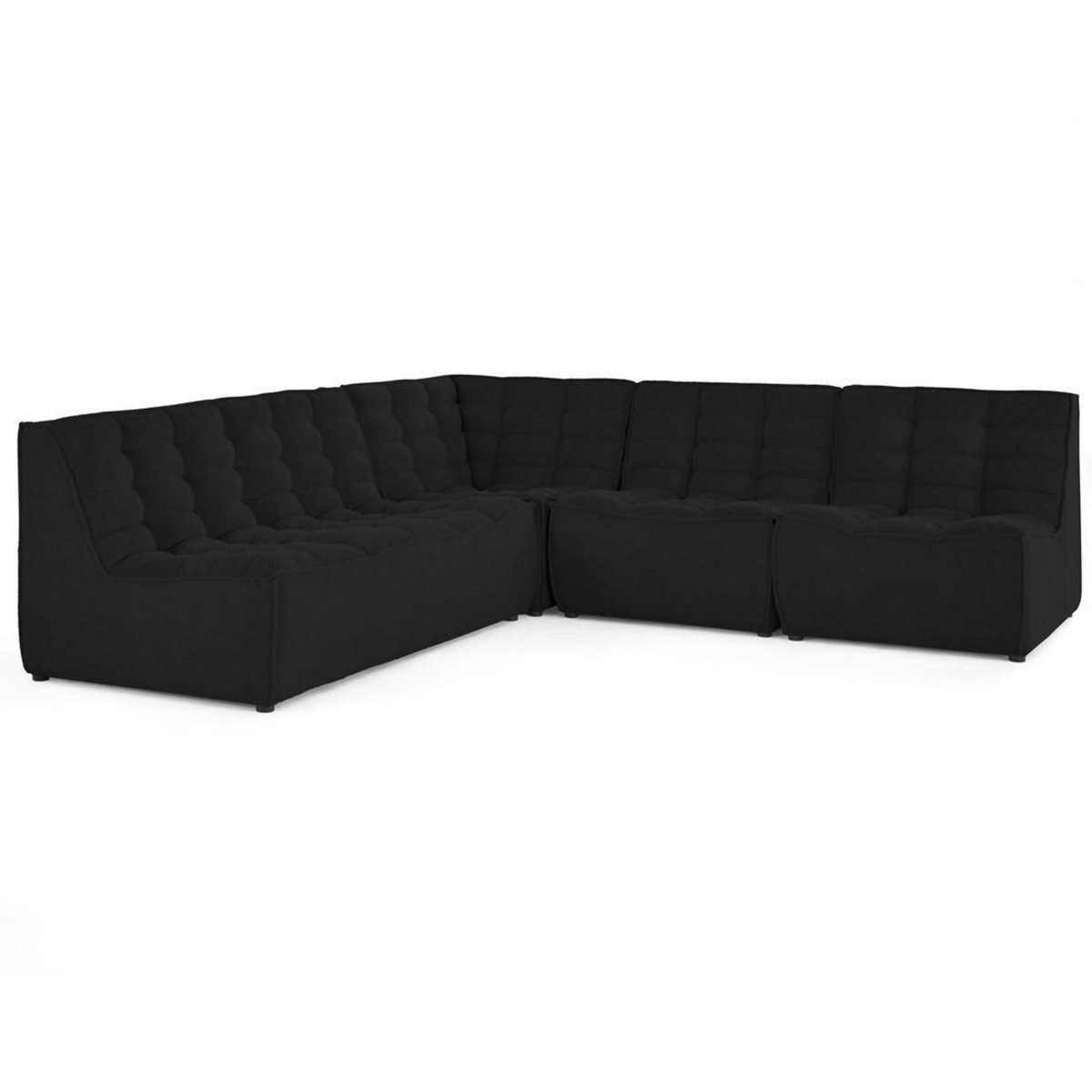 LISA DESIGN Ellie - canapé modulable d'angle réversible 5 places en velours texturé