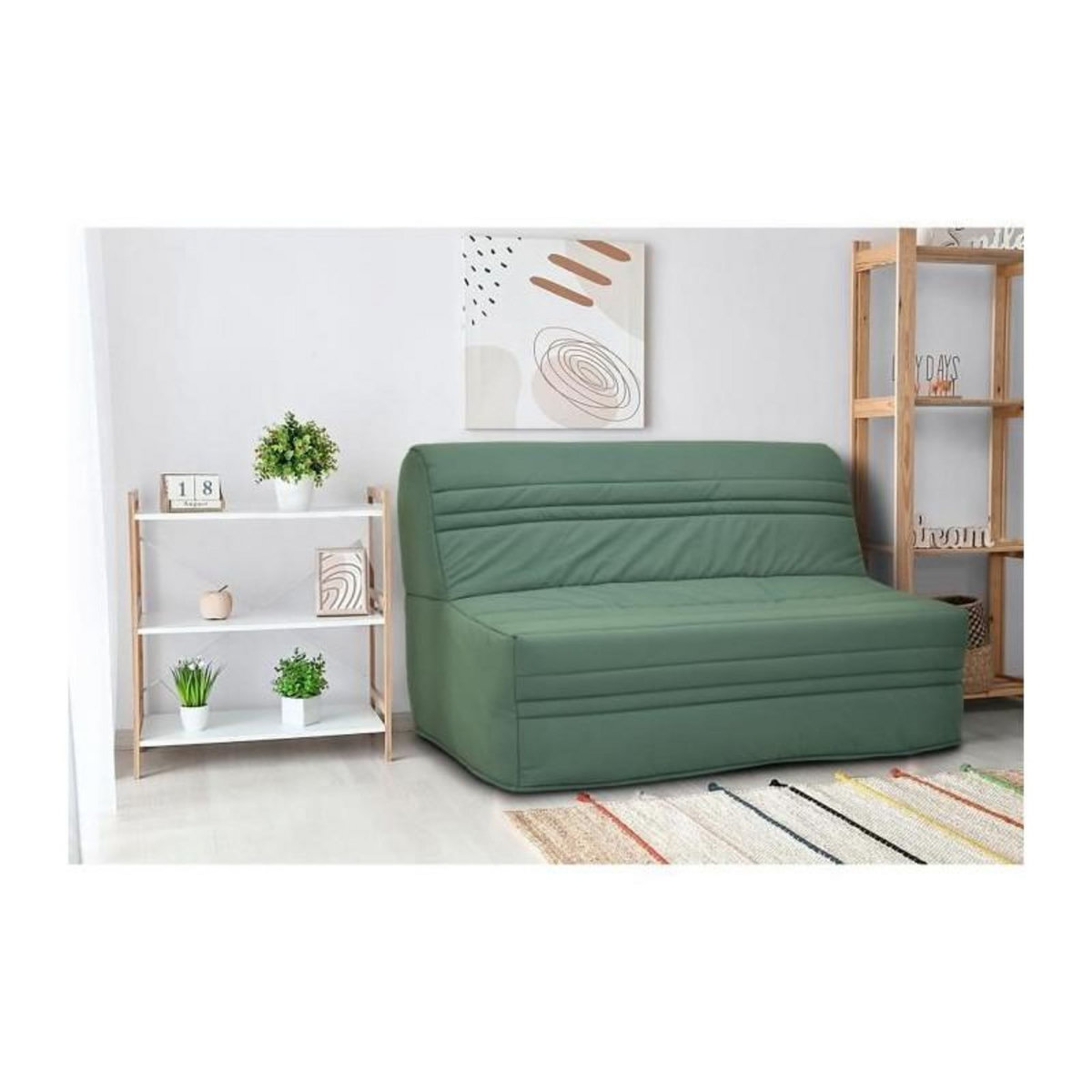 GRUHIER Banquette BZ - Tissu Vert - L143 x P97 x H89cm - Joe