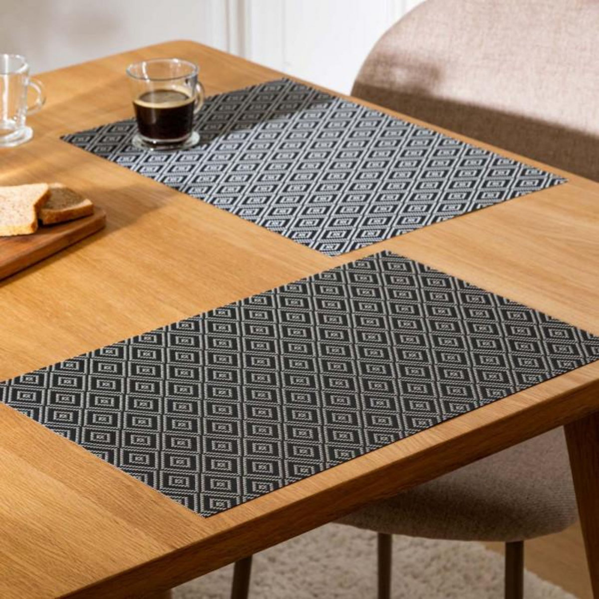 SECRET DE GOURMET Set de Table  Géométrique  45x30cm Noir