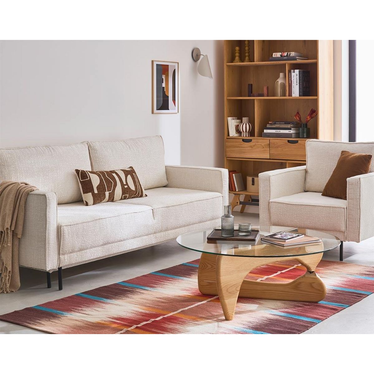 LISA DESIGN Charlie - canapé droit 3 places - convertible avec coffre - en tissu velours relief