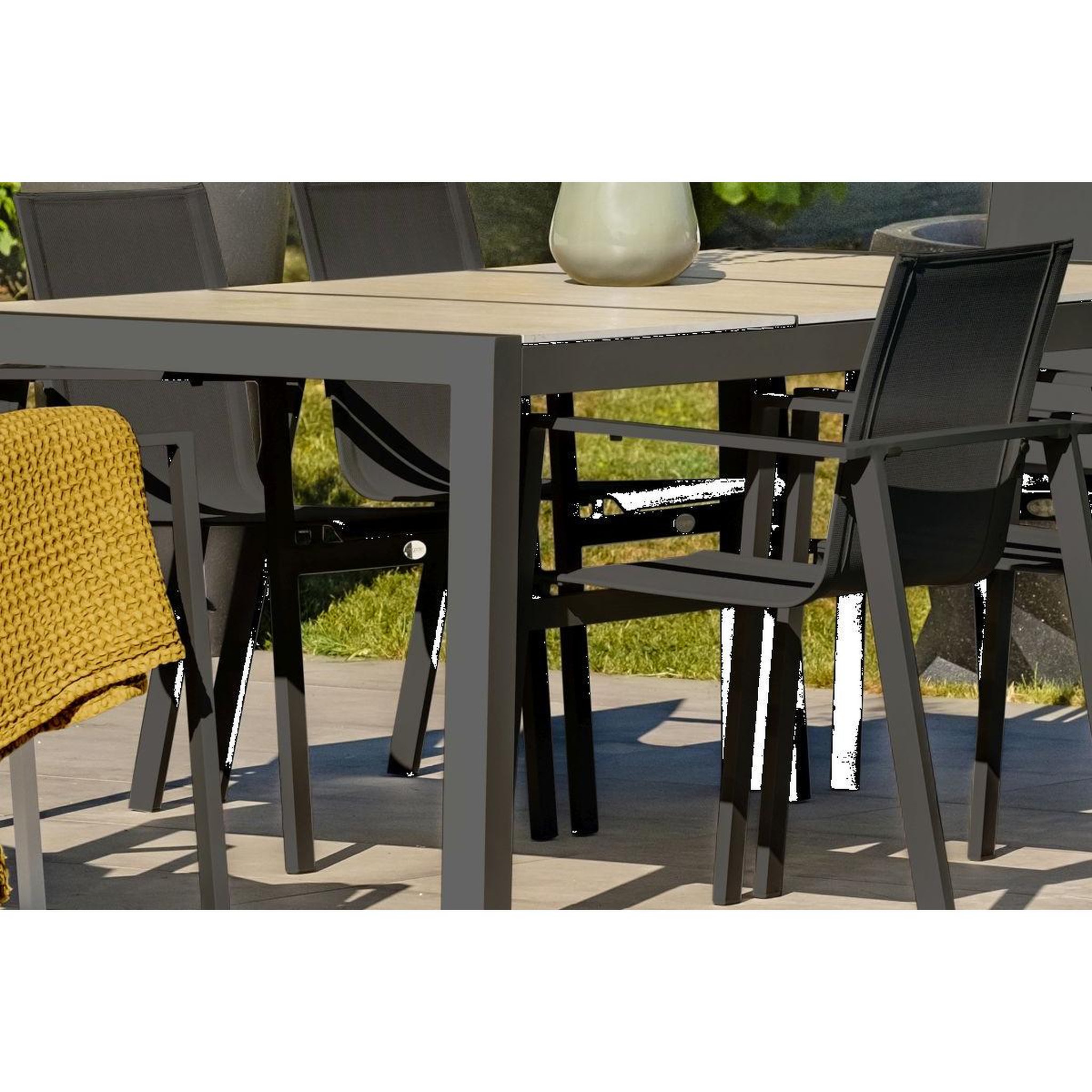 Voir la diapositive 4 : DCB GARDEN Table de Jardin en Céramique  Venise  195cm Gris Anthracite