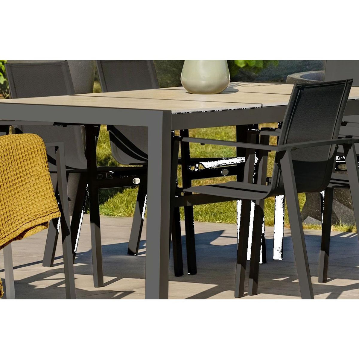 Paris Prix Table de Jardin en Céramique  Venise  195cm Gris Anthracite