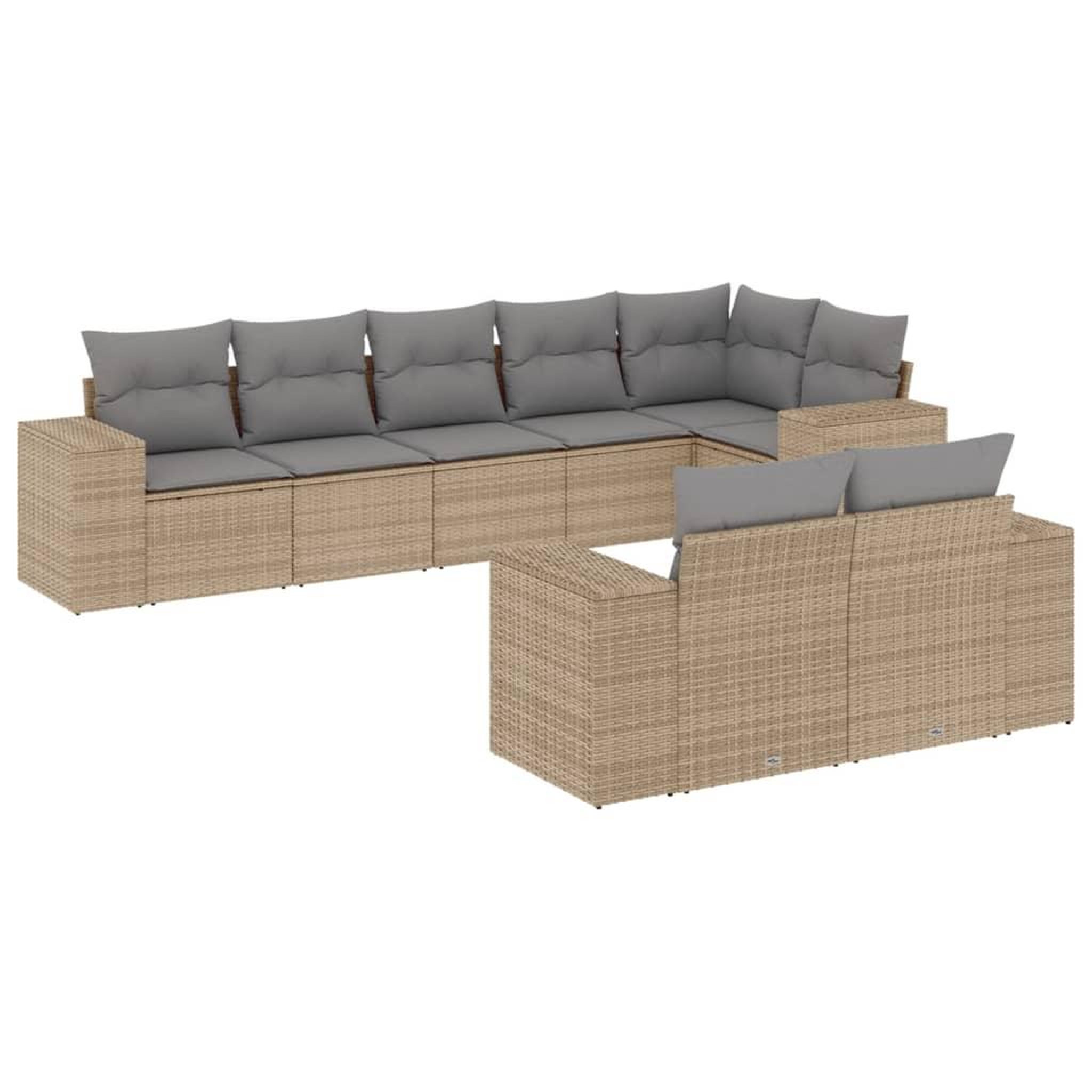 Voir la diapositive 2 : VIDAXL Salon de jardin avec coussins 8 pcs beige resine tressee