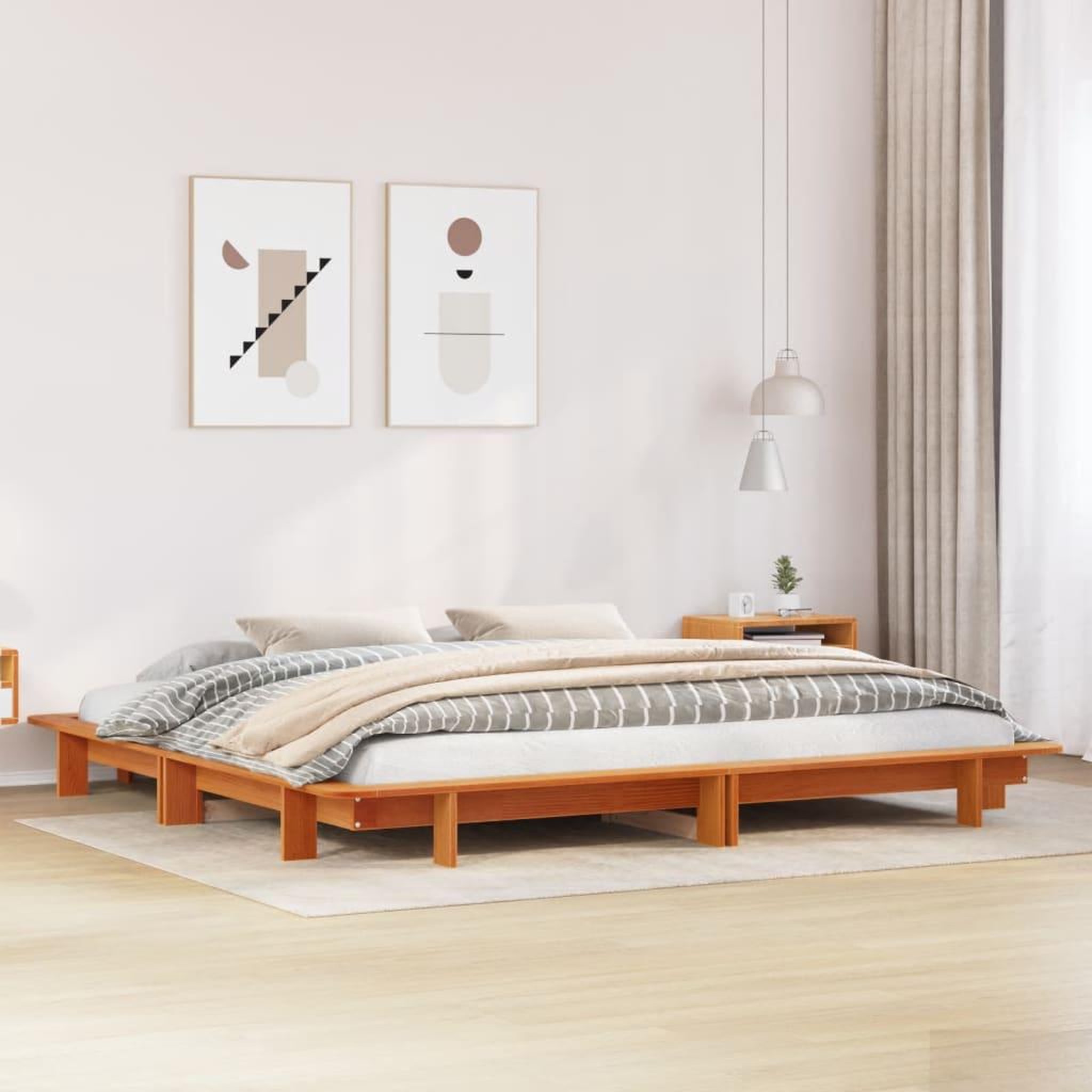 VIDAXL Cadre de lit sans matelas cire marron 160x200cm bois pin massif