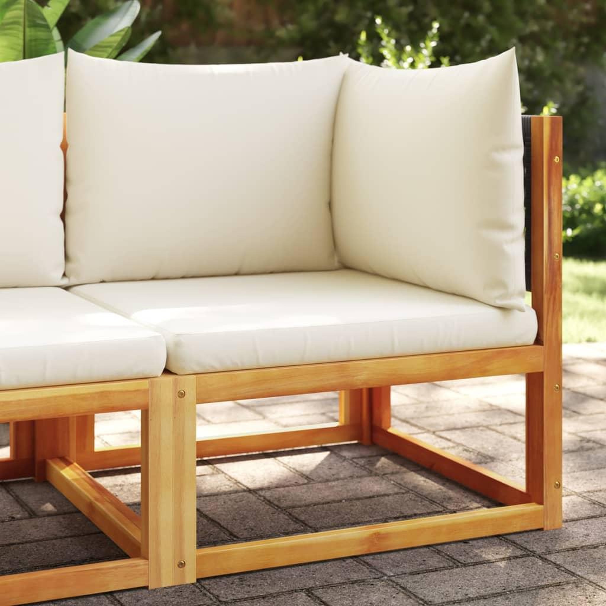 VIDAXL Canape d'angle de jardin avec coussins bois massif d'acacia