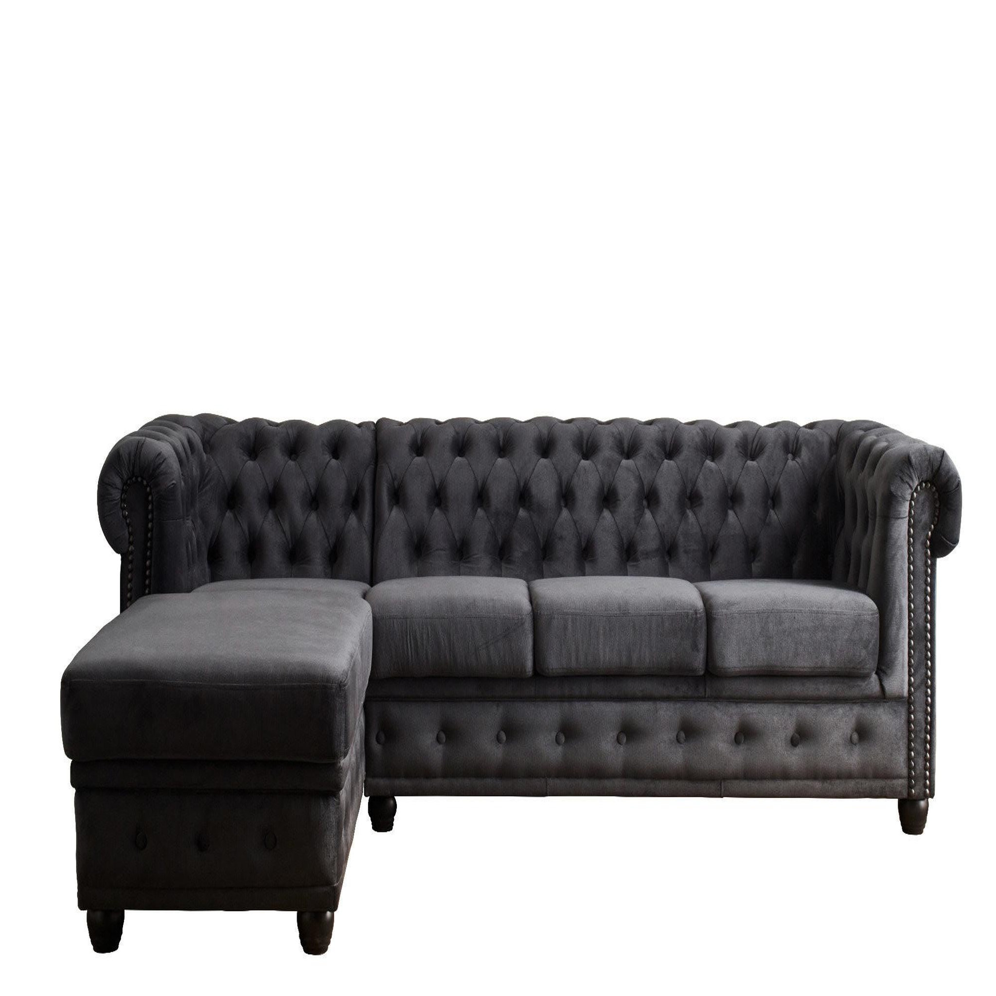 Voir la diapositive 1 : LISA DESIGN William - canapé chesterfield d'angle gauche - 4 places - en velours