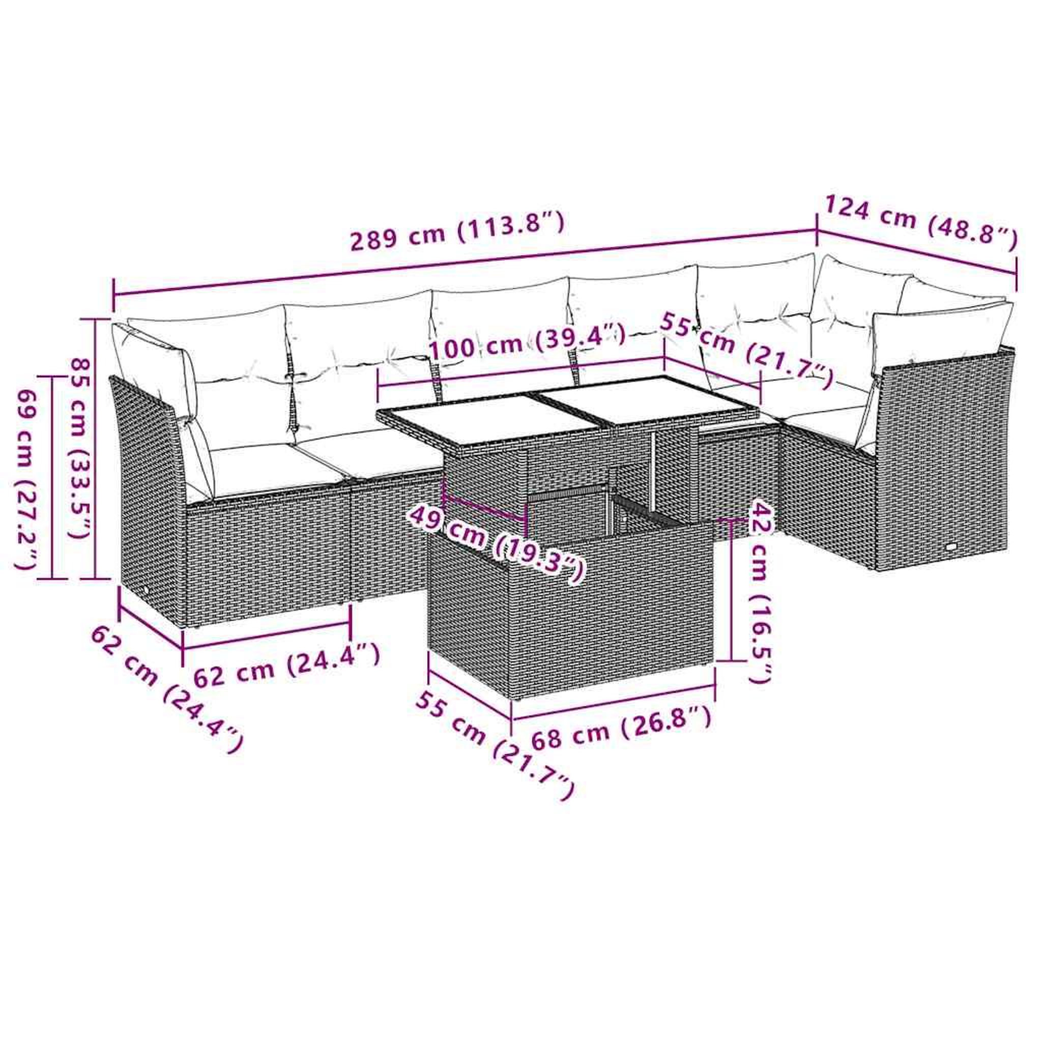 Voir la diapositive 6 : VIDAXL Salon de jardin 7 pcs avec coussins noir resine tressee