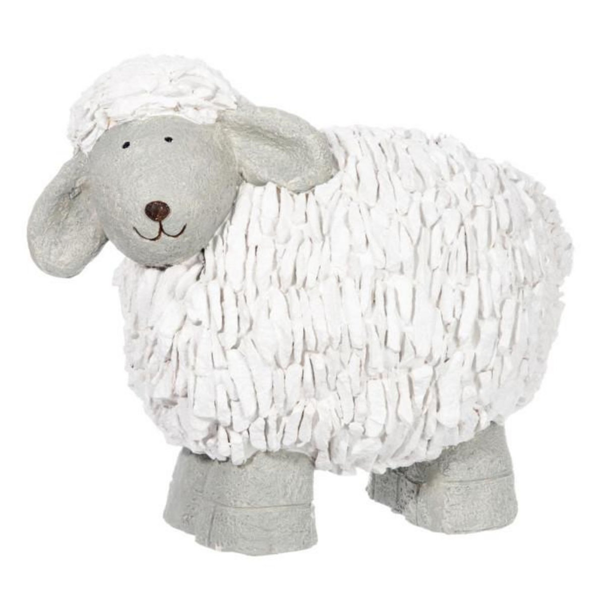 Paris Prix Statuette Déco Mouton  Polly  35cm Blanc & Gris